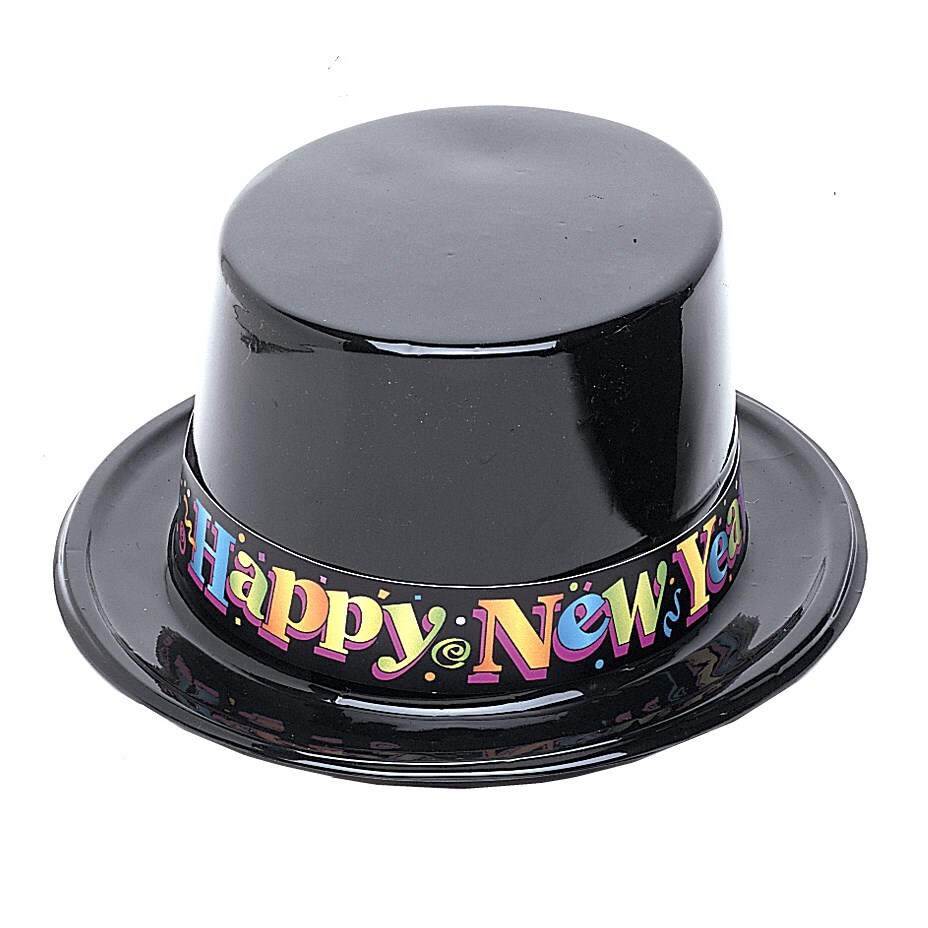 Happy New Year Plastic Top Hat