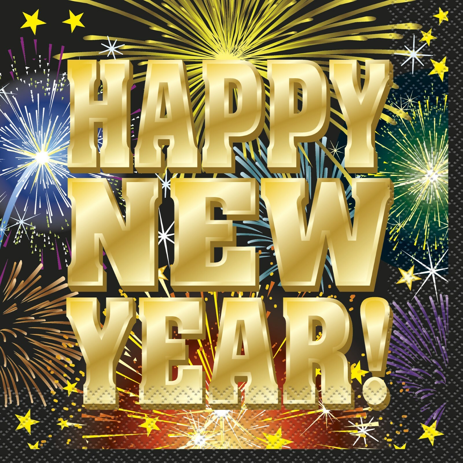 Happy New Year Fireworks Large Napkins / Serviettes (Pack of 16)