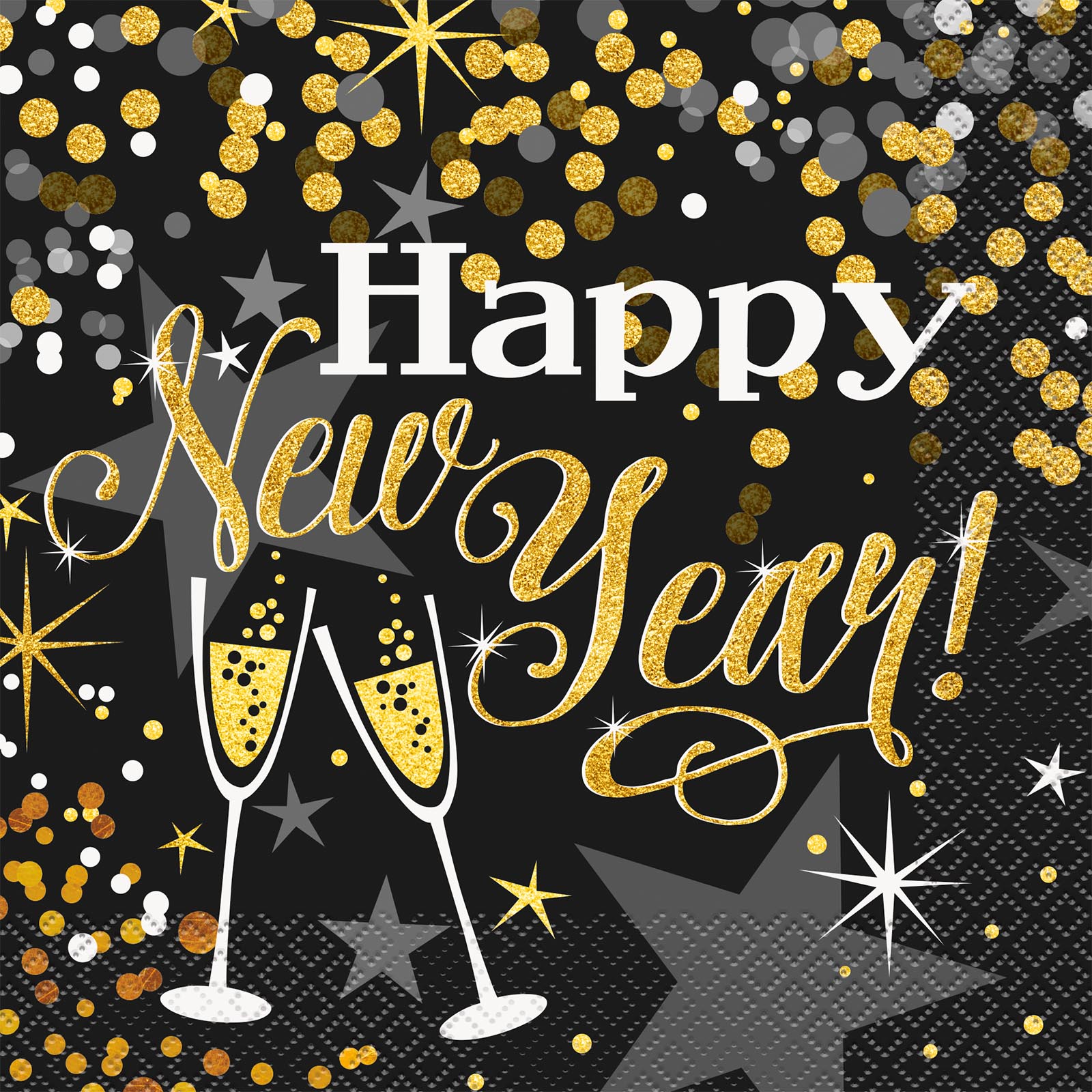 Glittering New Year Large Paper Napkins / Serviettes (Pack of 16)