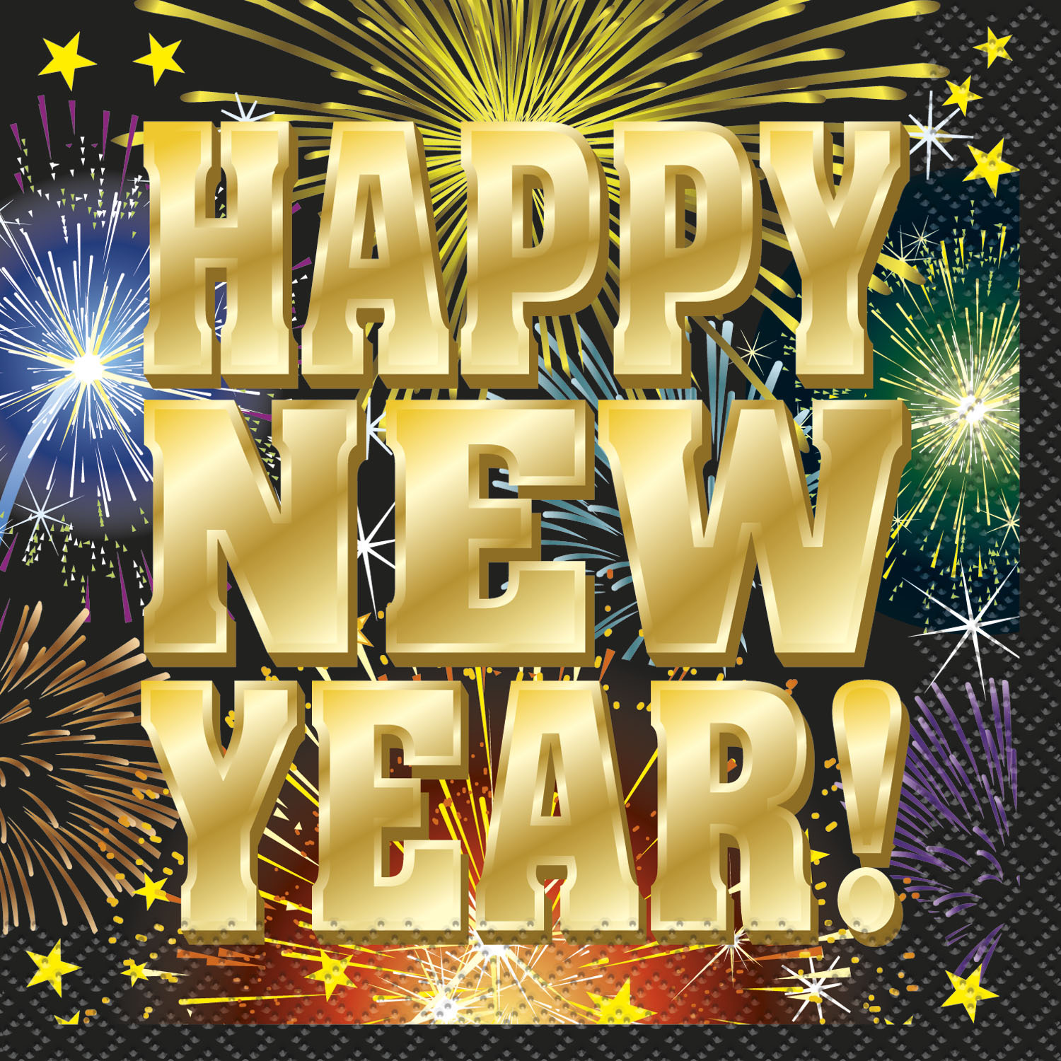 Happy New Year Fireworks Small Napkins / Serviettes (Pack of 16)