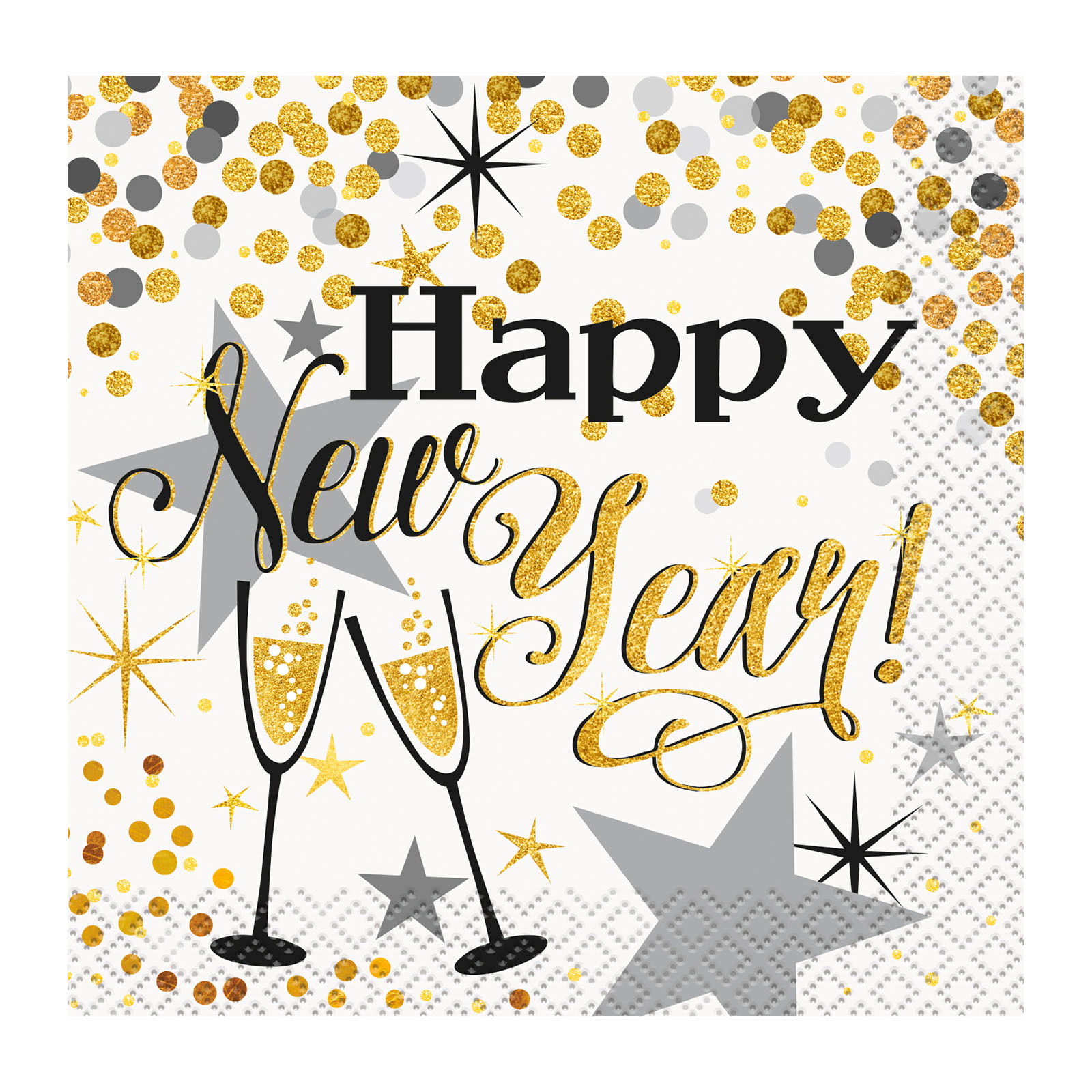 Glittering New Year Small Paper Napkins (Pack of 16)