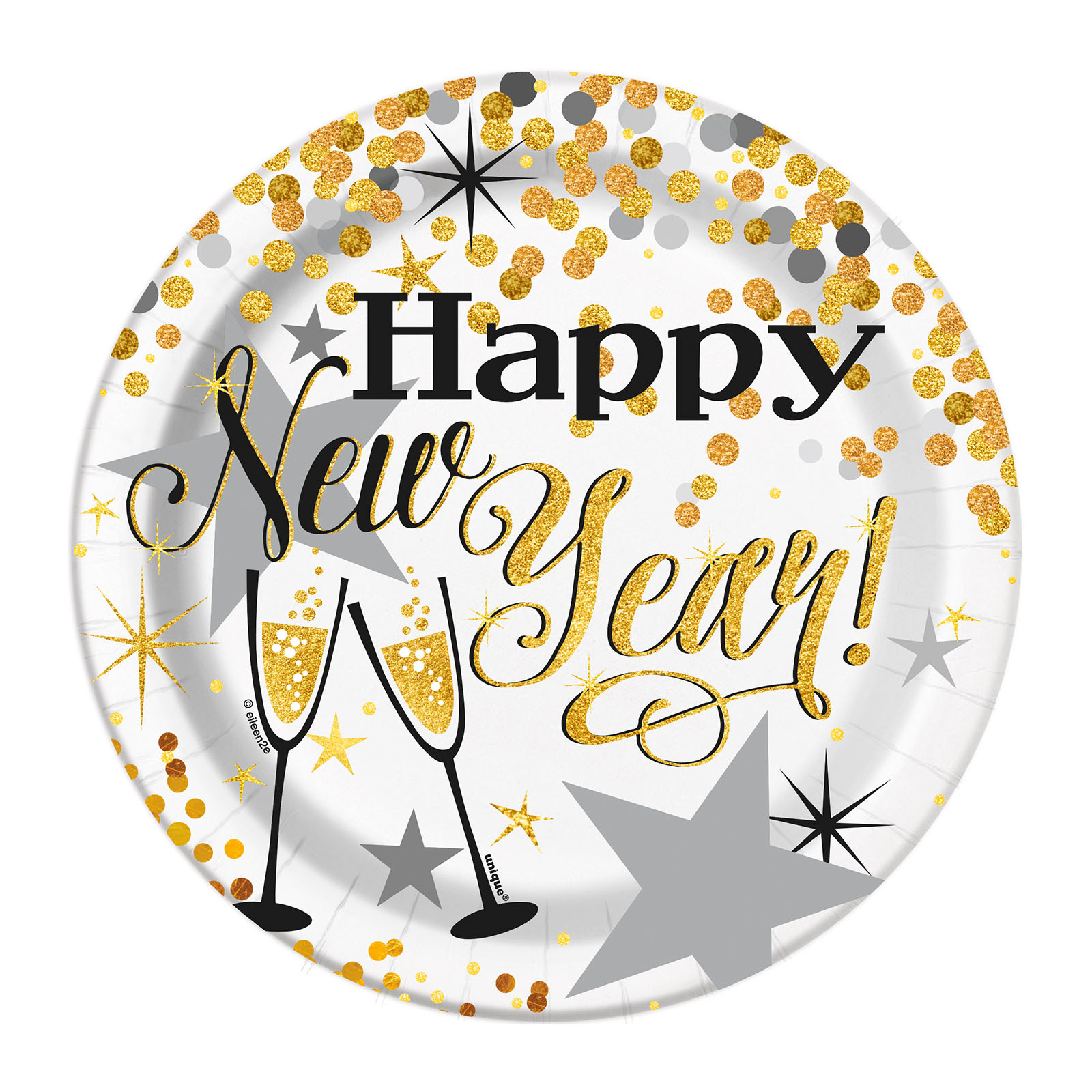 Glittering New Year Small Paper Plates (Pack of 8)