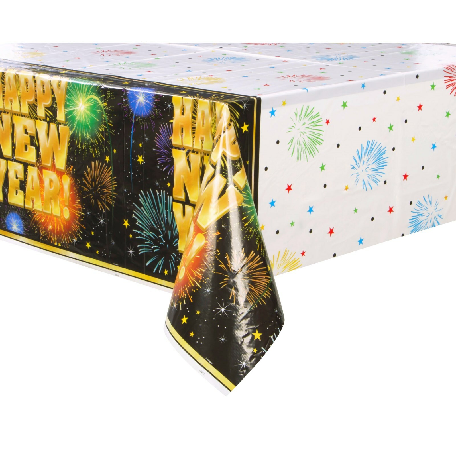 Happy New Year Fireworks Plastic Tablecloth
