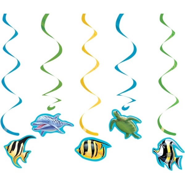 Ocean Party Swirl Decorations (Pack of 5)