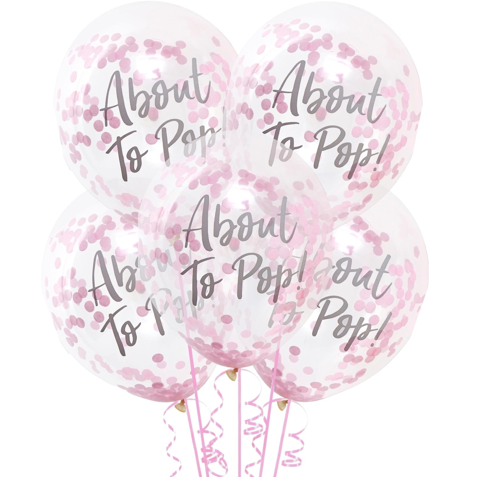Ginger Ray Oh Baby About to Pop Pink Confetti Filled Balloons (Pack of 5)