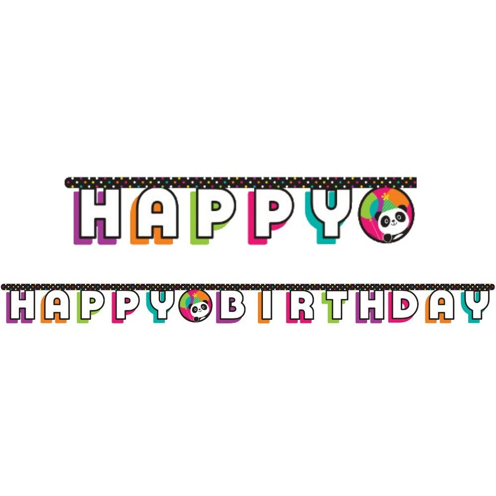Panda-Monium Happy Birthday Banner