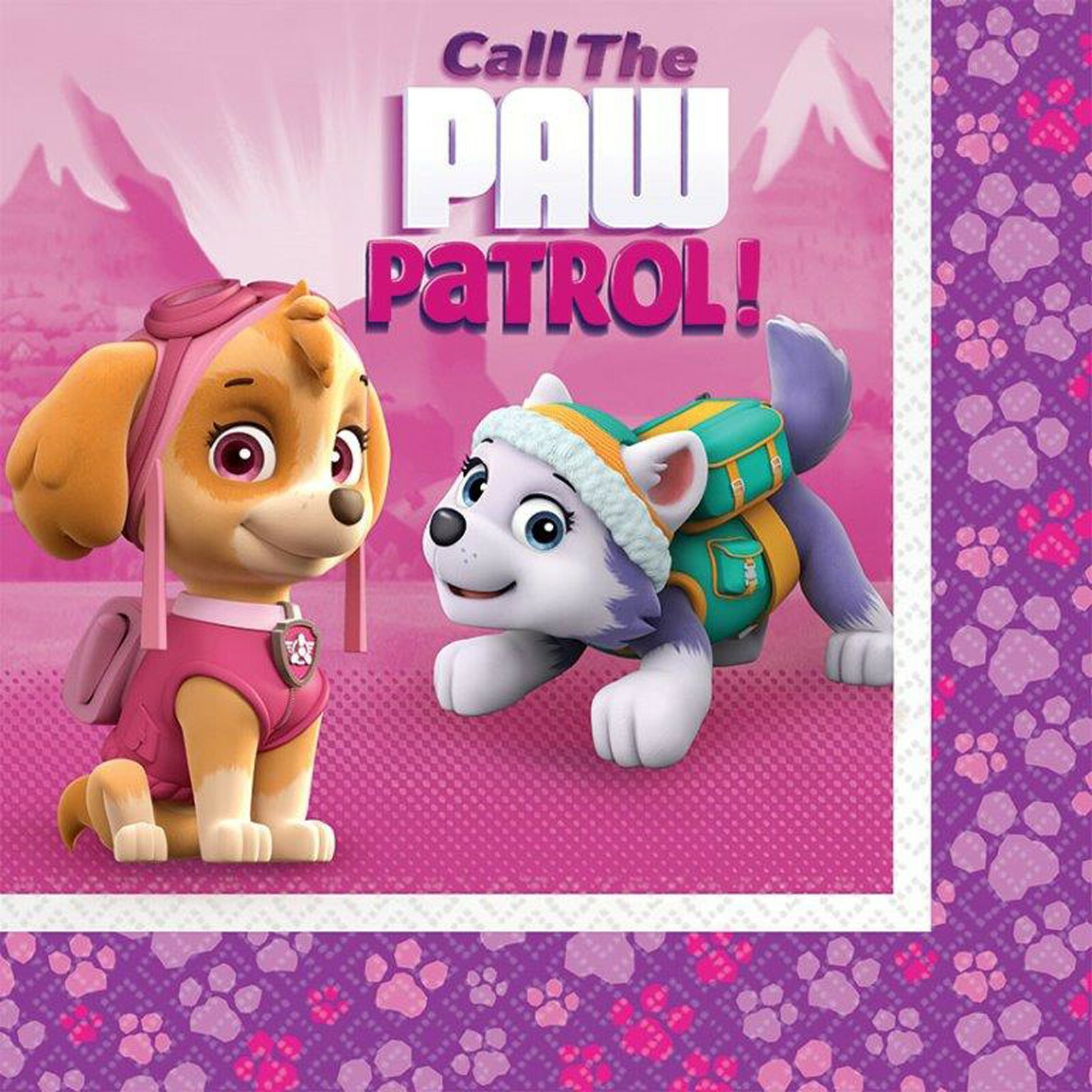 Paw Patrol Girl Large Napkins / Serviettes (Pack of 16)