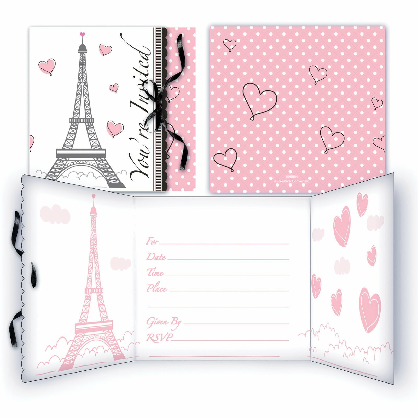 Party In Paris Invitations (Pack of 8)
