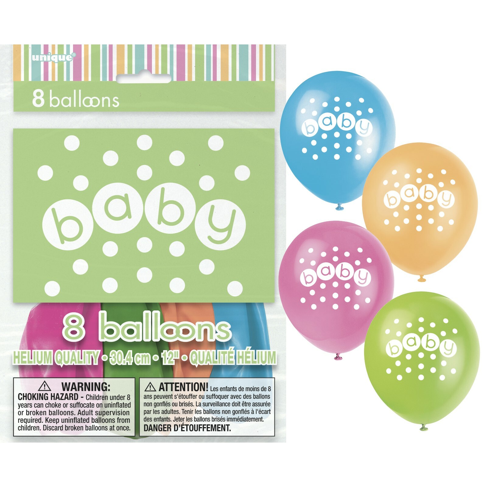 Pastel Baby Shower Balloons (Pack of 8)