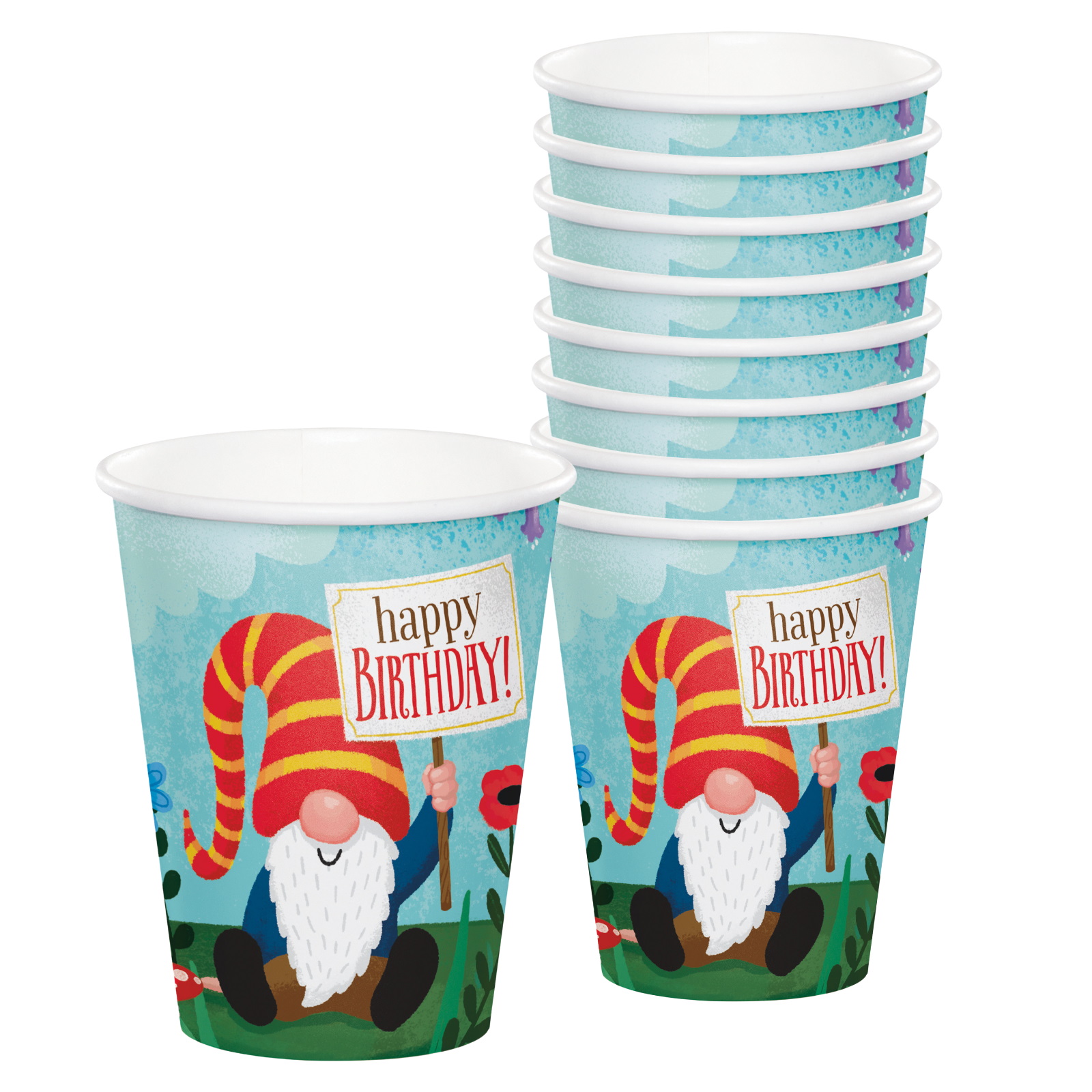 Party Gnomes Happy Birthday Paper Cups (Pack of 8)