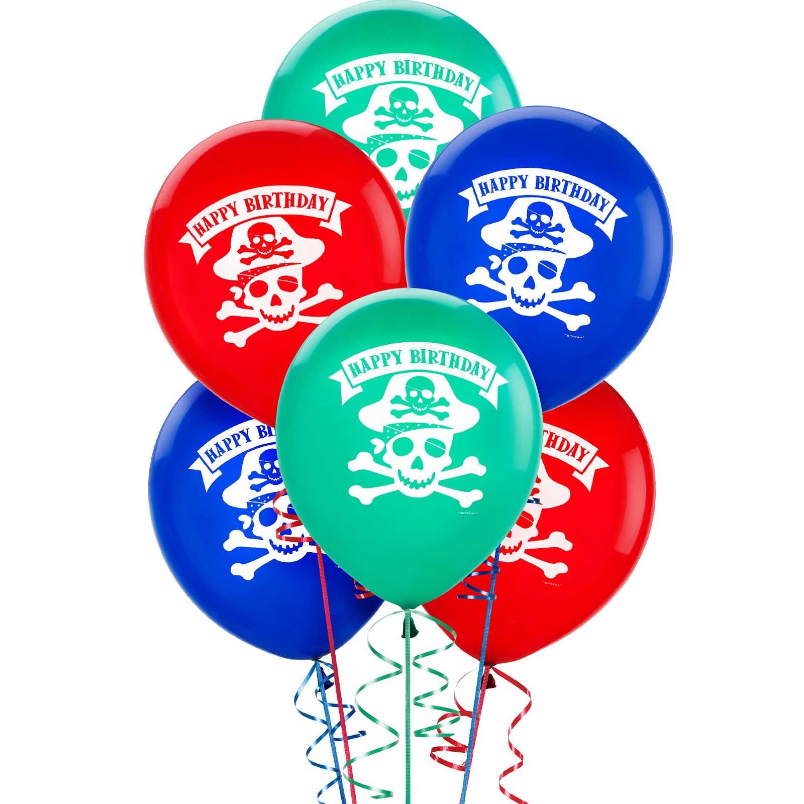 Pirate Treasure Happy Birthday Balloons (Pack of 6)