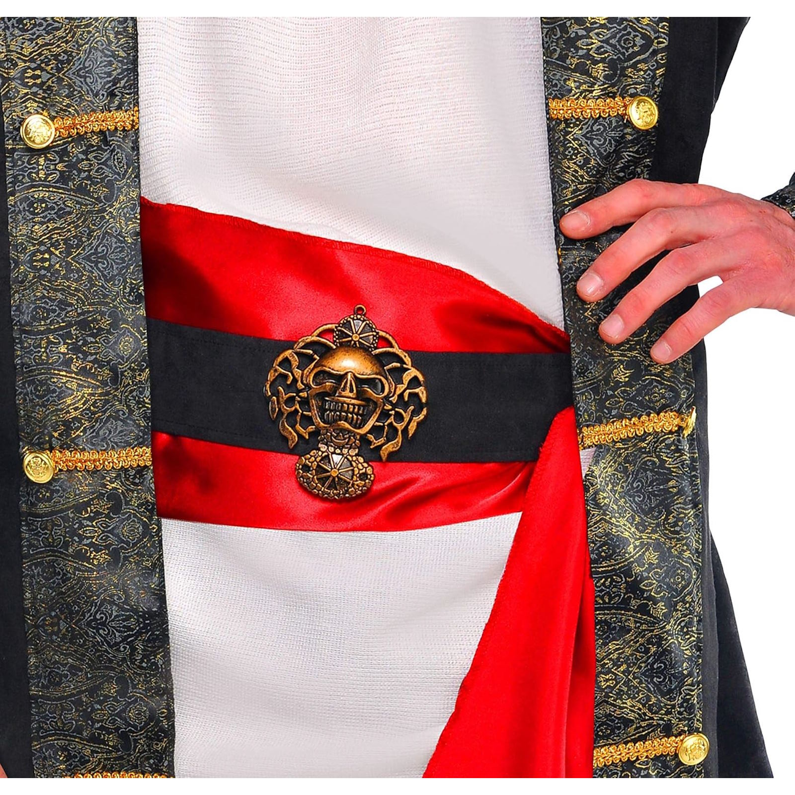 Pirate Red Satin Sash Skull Band Belt