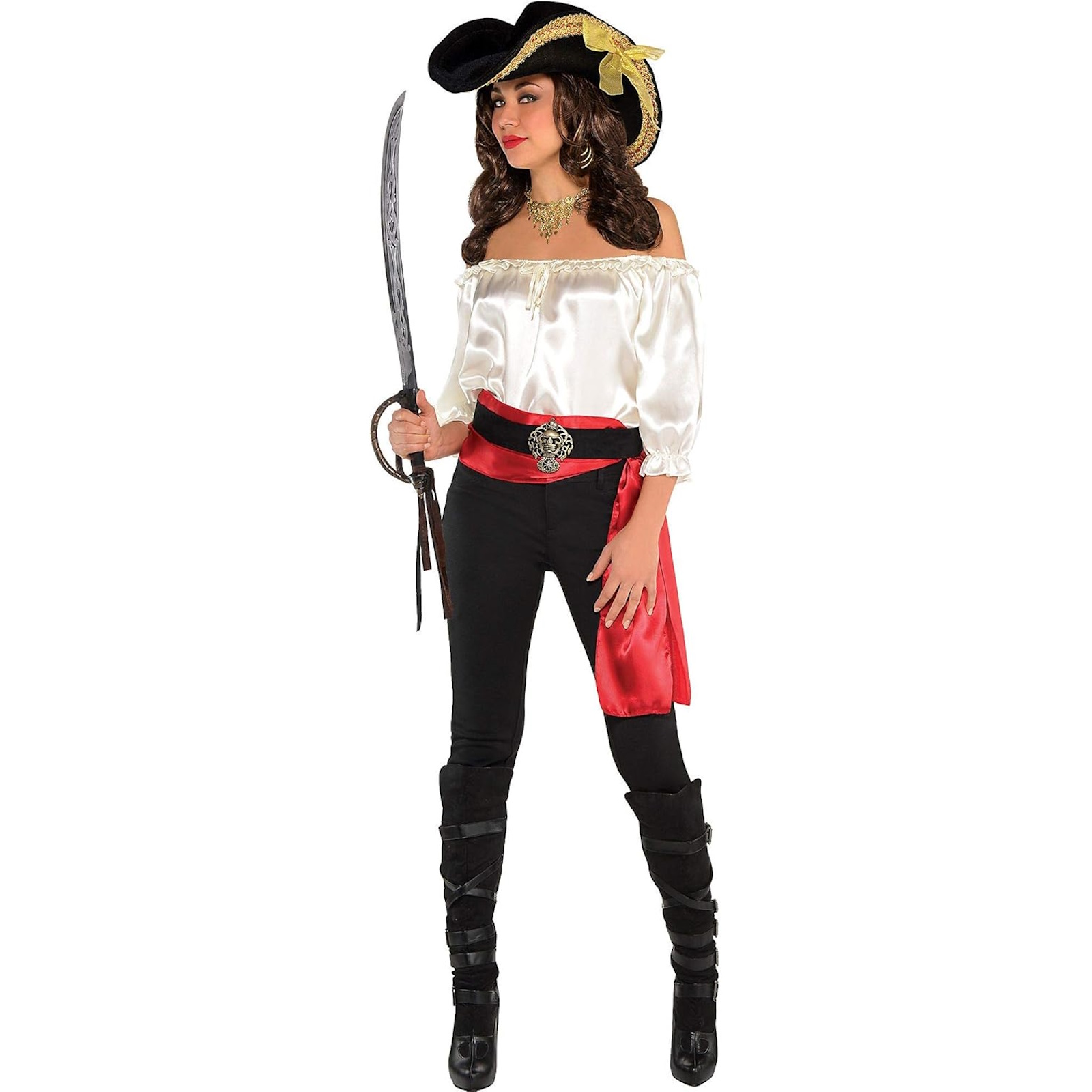 Pirate Ivory Satin Adult Blouse