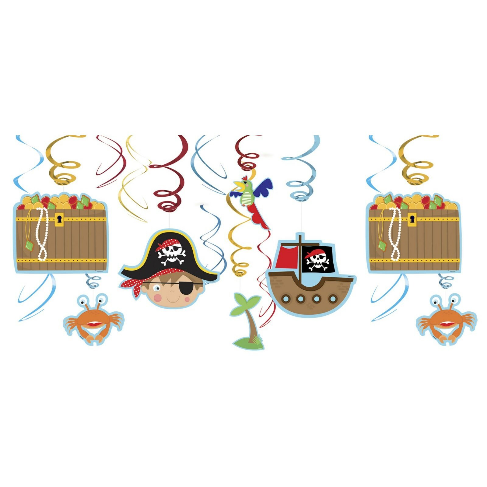 Little Pirate Swirl Decorations (Pack of 12)