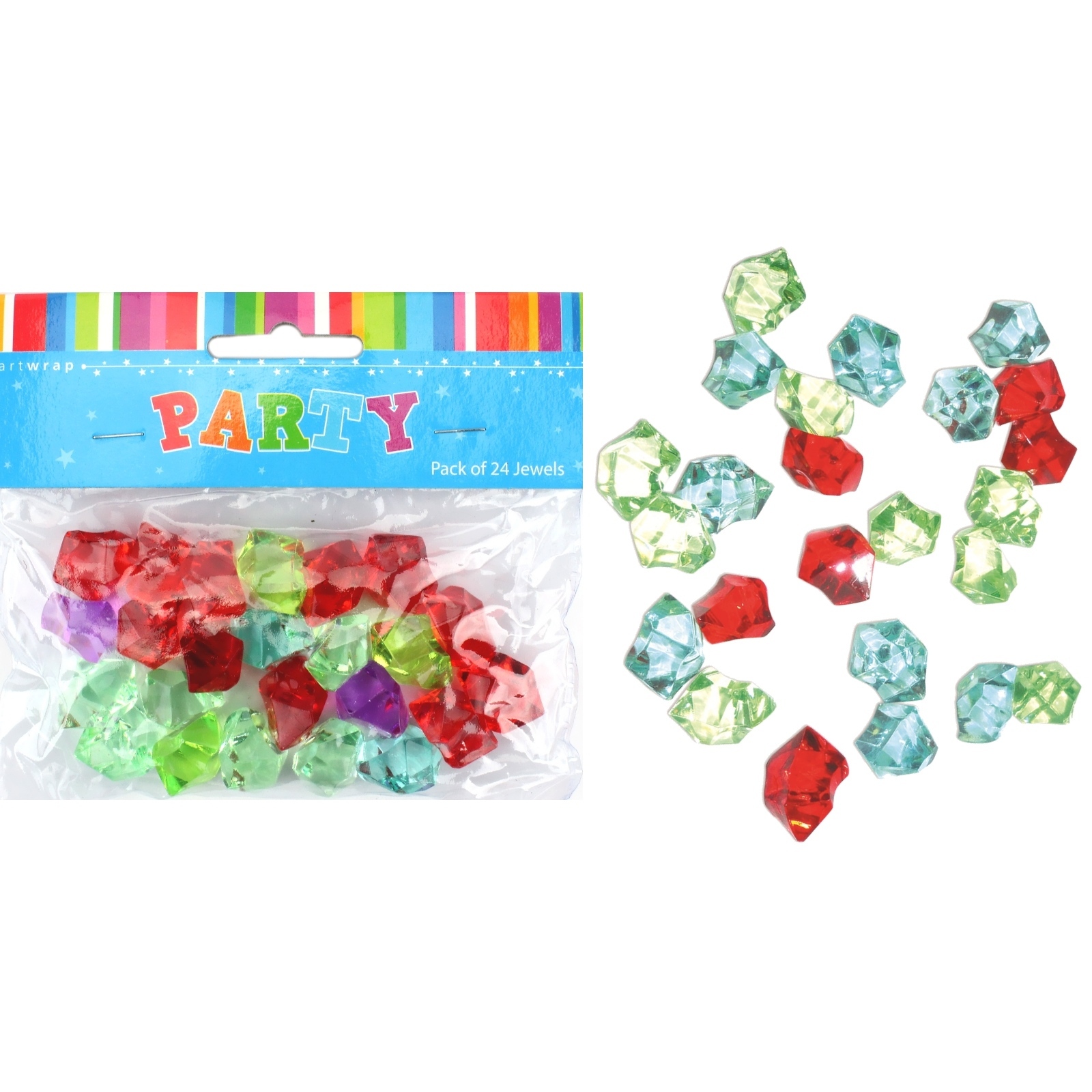 Coloured Plastic Jewels (Pack of 24)
