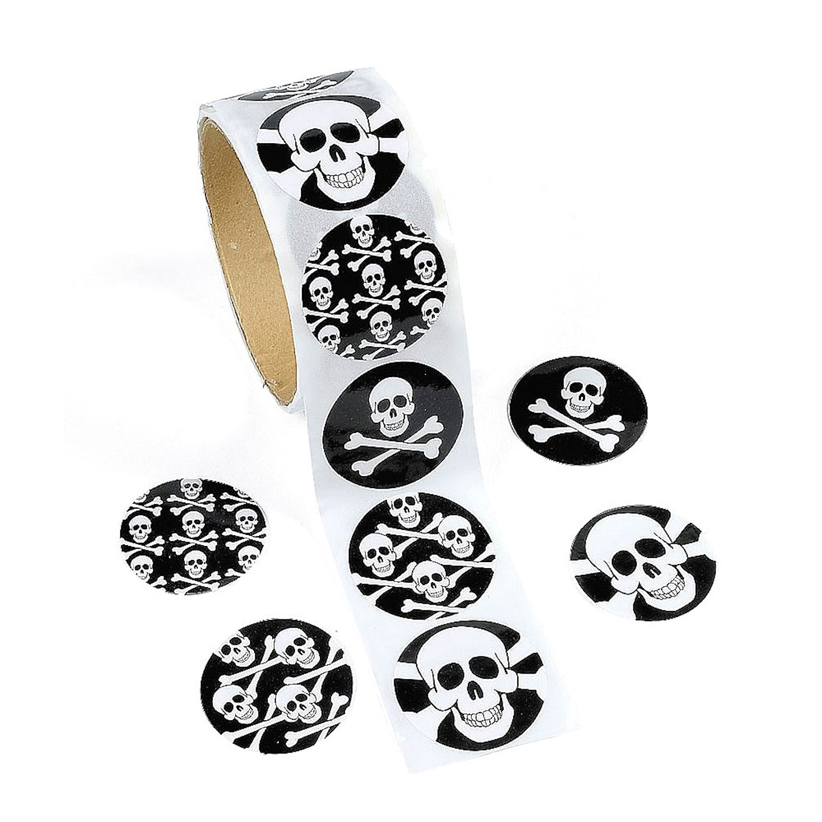Pirate Skull and Crossbones Stickers (Roll of 100)