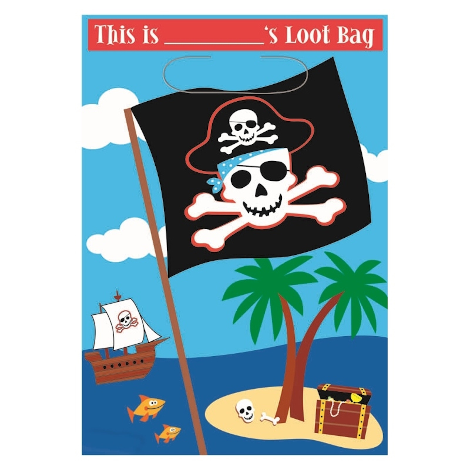 Pirate Plastic Lolly/Treat Bags (Pack of 8)