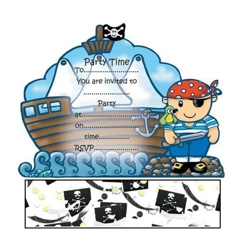 Cute Pirate Party Invitations (Pack of 12)