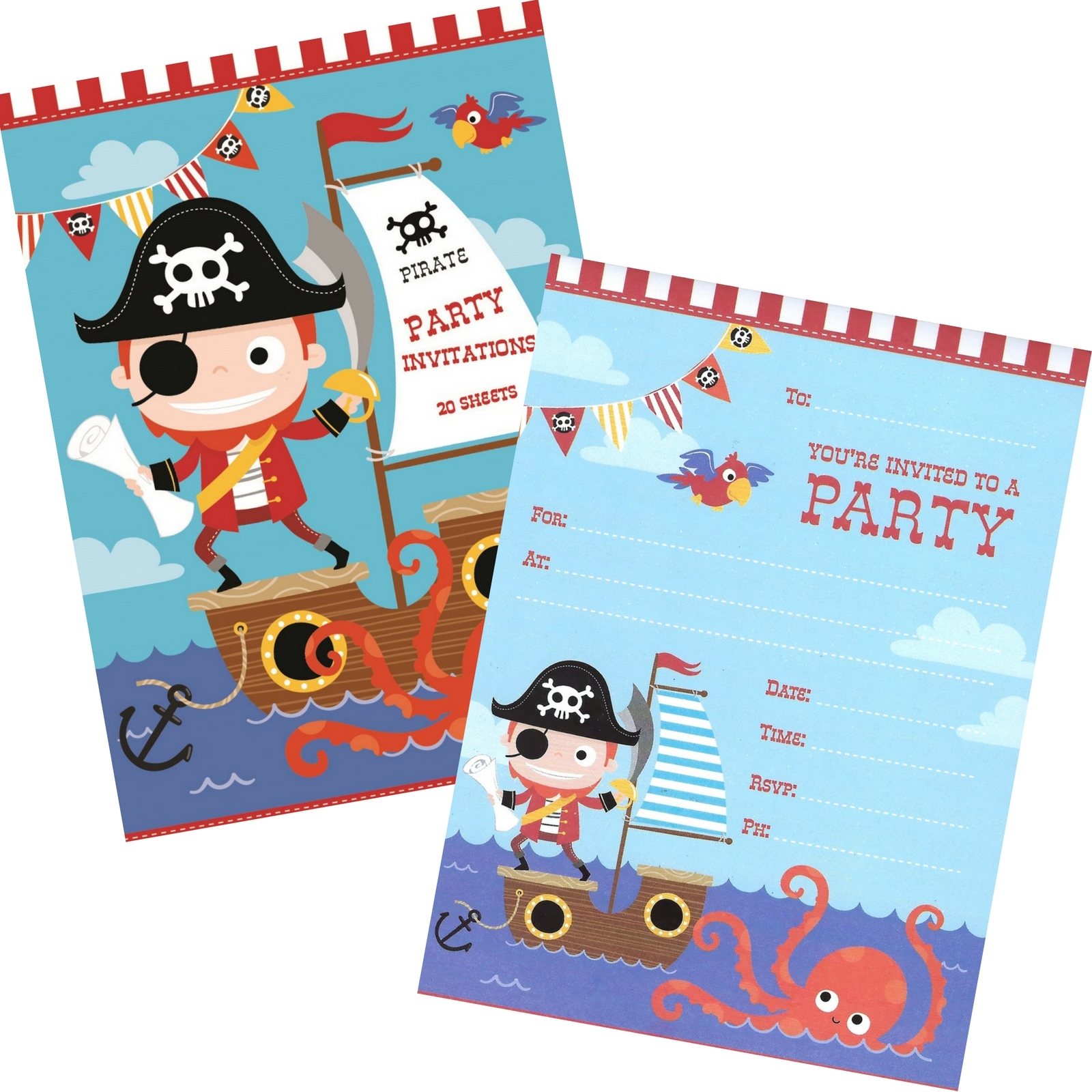 Pirate Party Invitation Pad (20 Sheets)