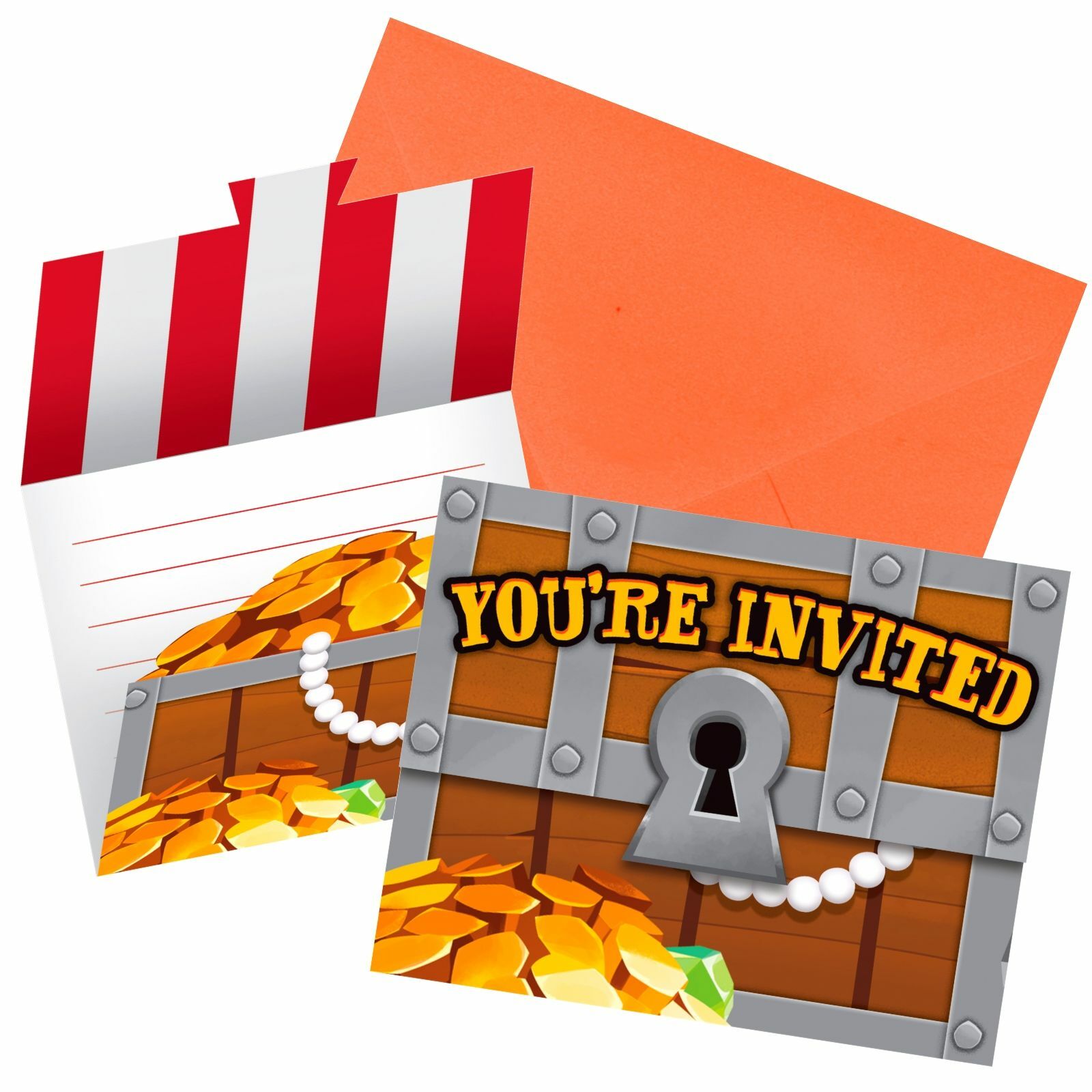 Pirate Treasure Invitations (Pack of 8)