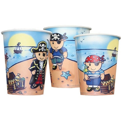 Cute Pirate Paper Cups (Pack of 8)