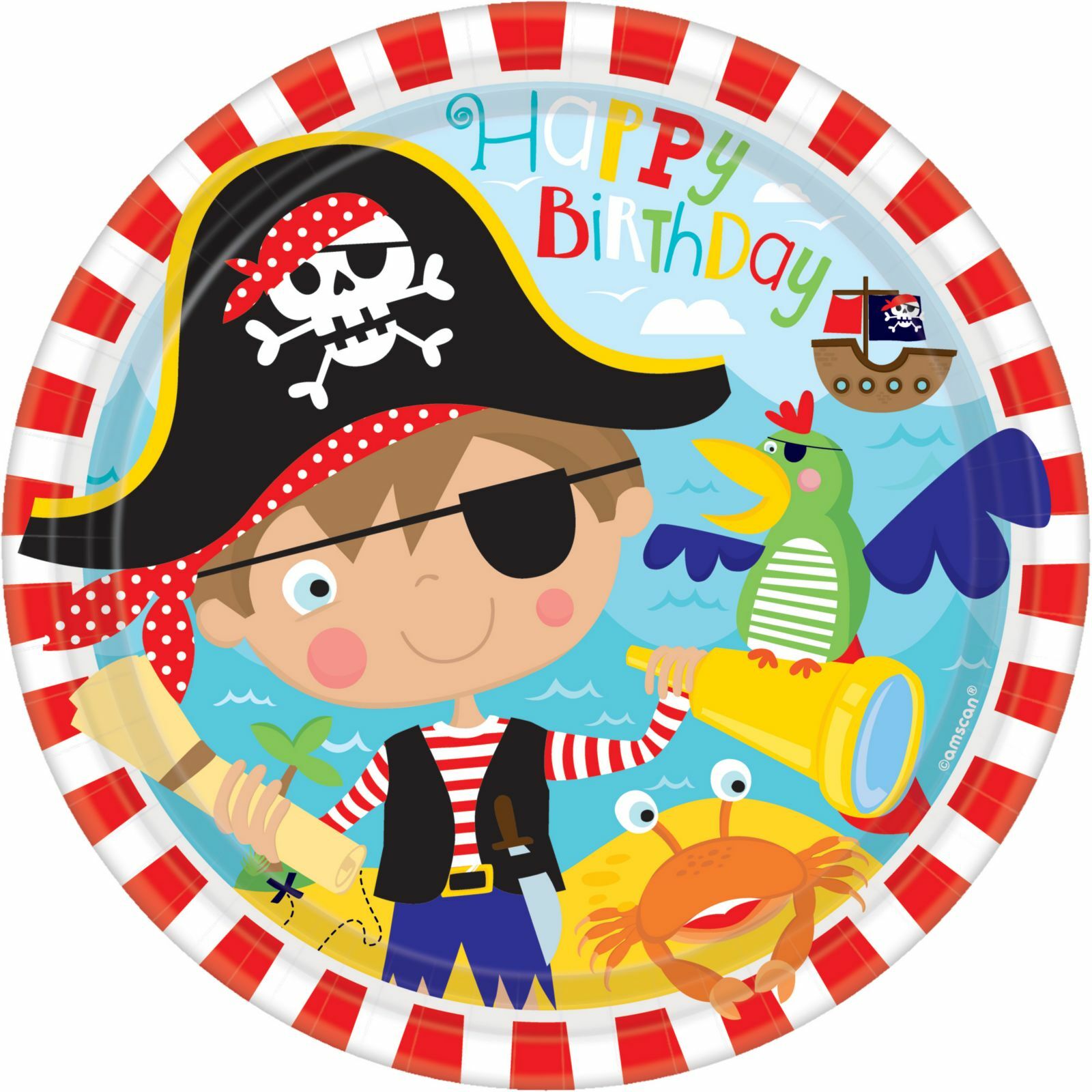 Little Pirate Large Paper Plates (Pack of 8)
