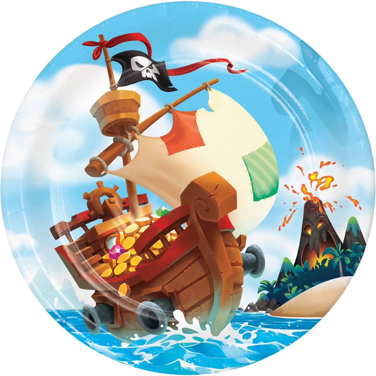 Pirate Treasure Large Paper Plates (Pack of 8)
