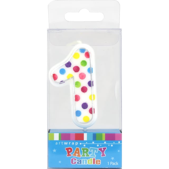 Rainbow Polka Dot Number 1 Candle | Polka Dot Party Supplies | Pattern