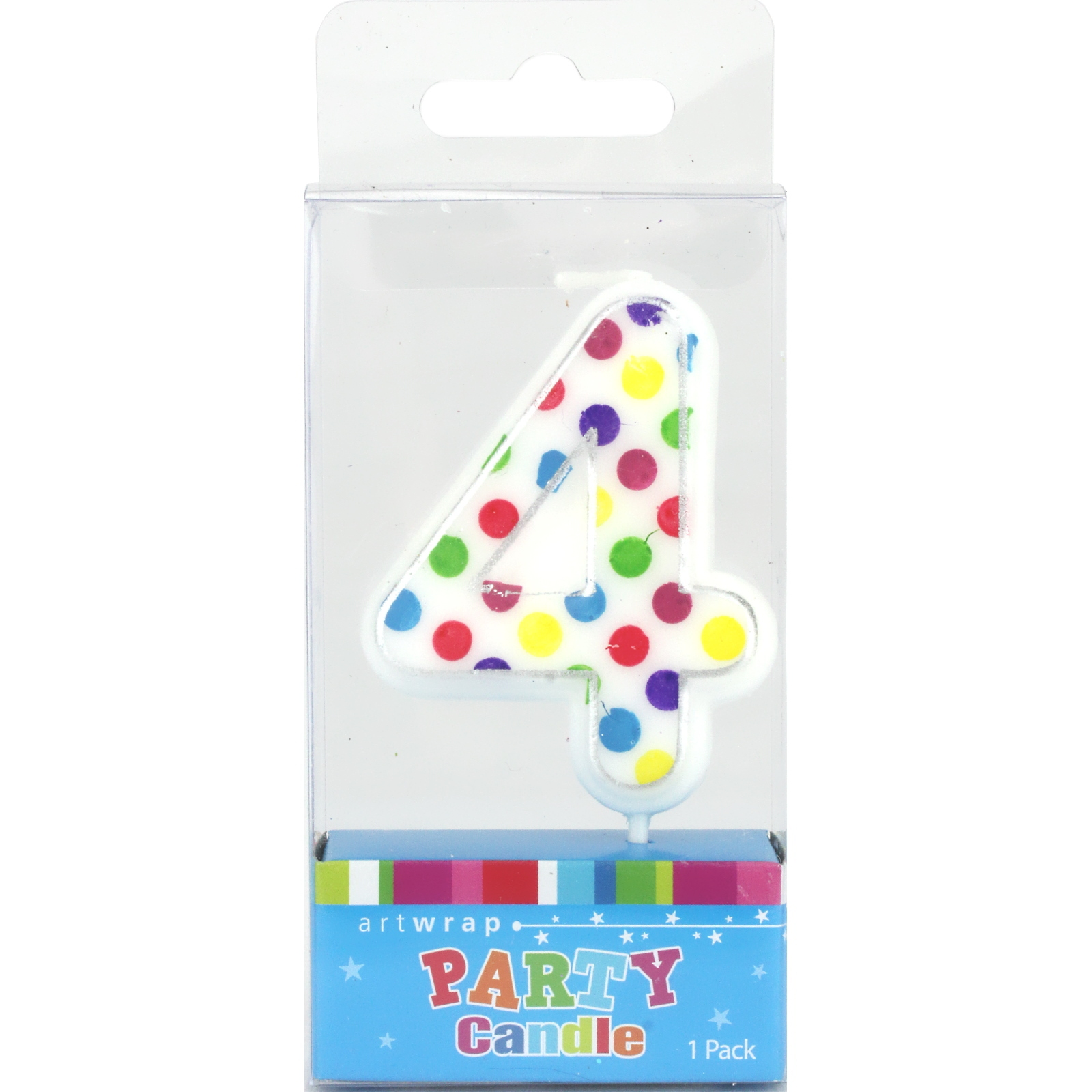 Rainbow Polka Dot Number 4 Candle 
