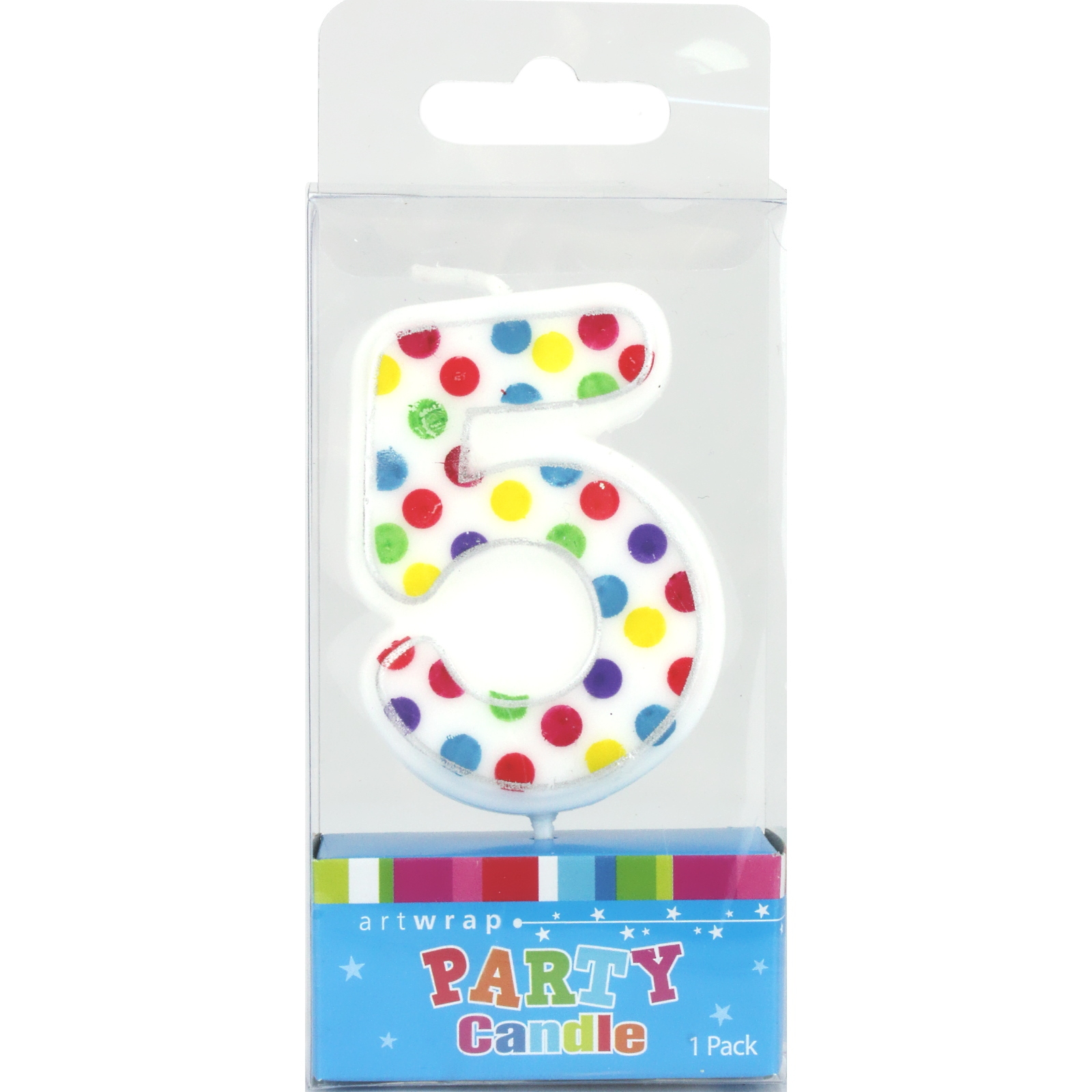 Rainbow Polka Dot Number 5 Candle 