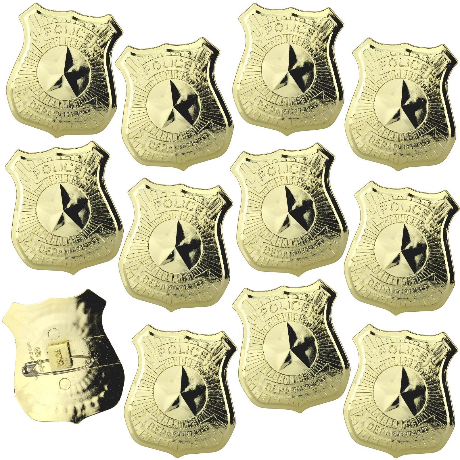 Plastic Gold Police Badges (Pack of 12)