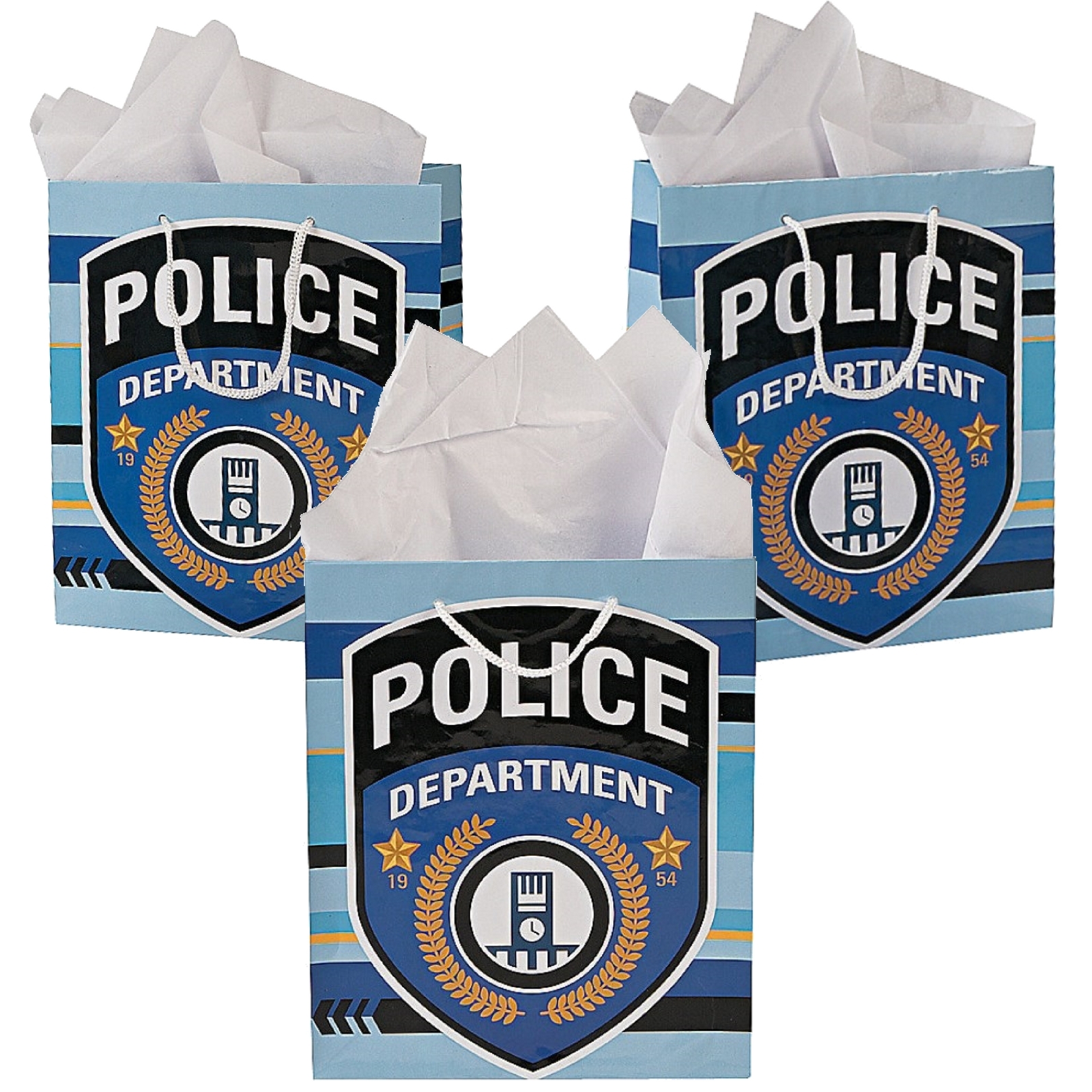 Police Party Paper Gift Bags (Pack of 12)