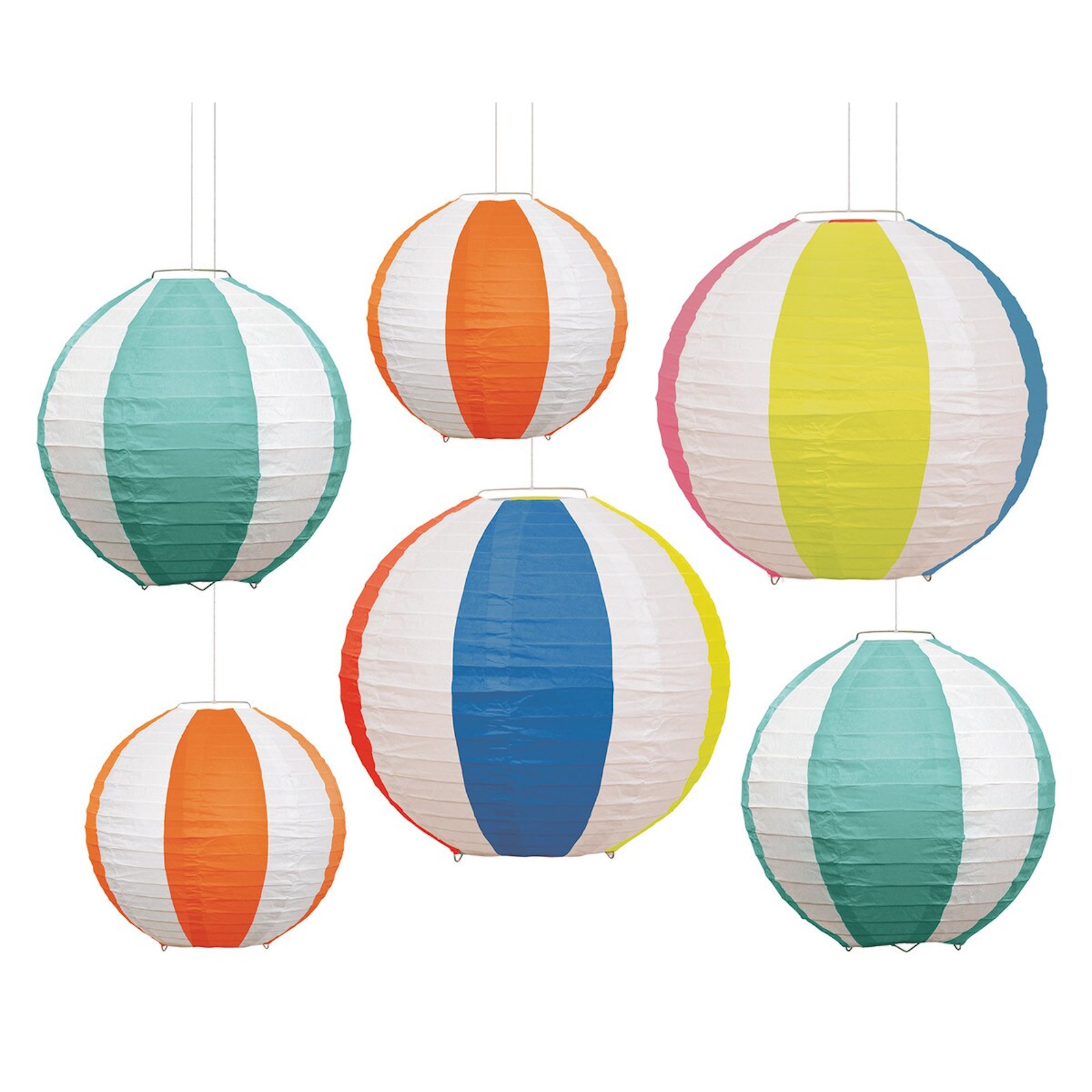 Beach Ball Paper Lanterns (Pack of 6) 