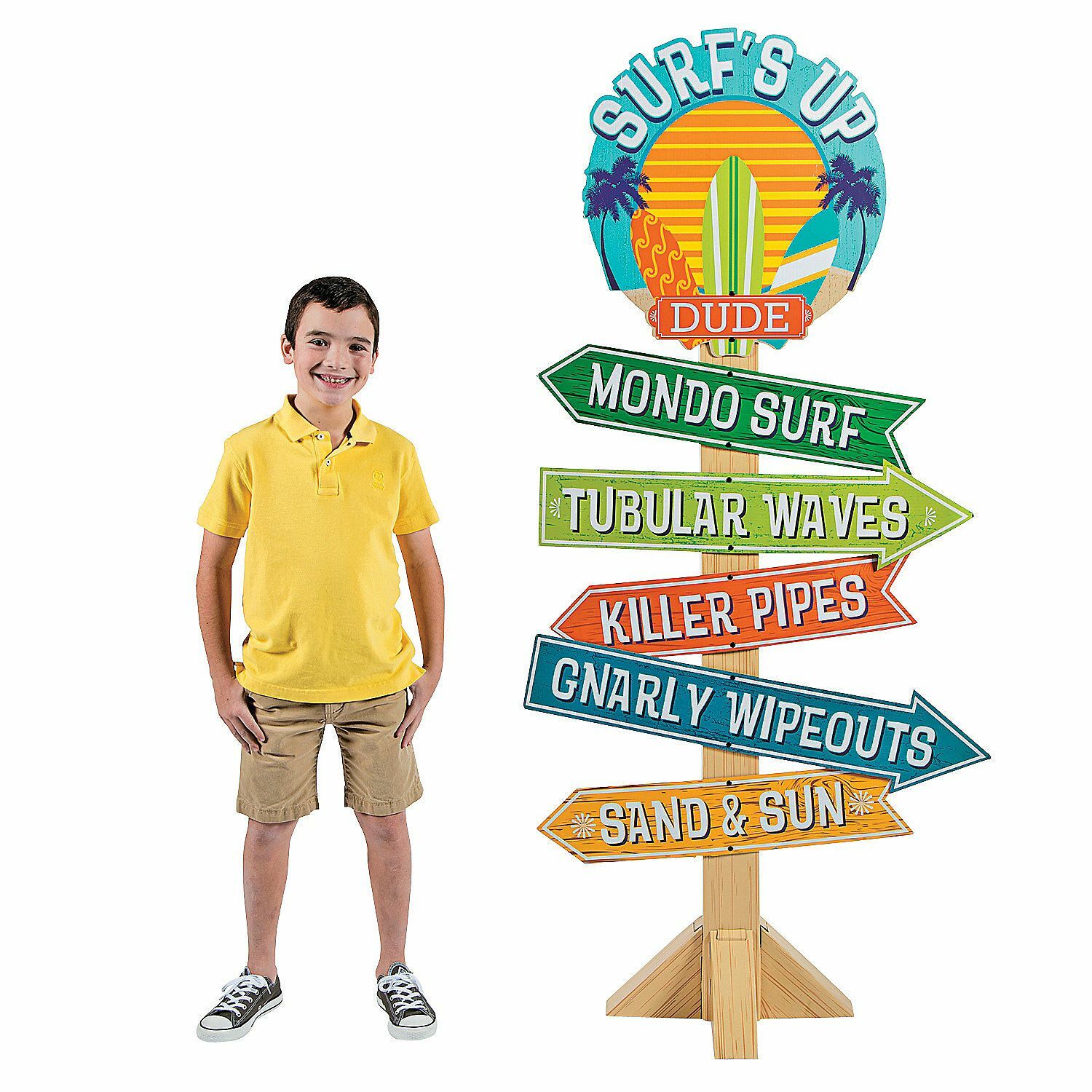 Surf's Up Directional Sign Stand Up Photo Prop