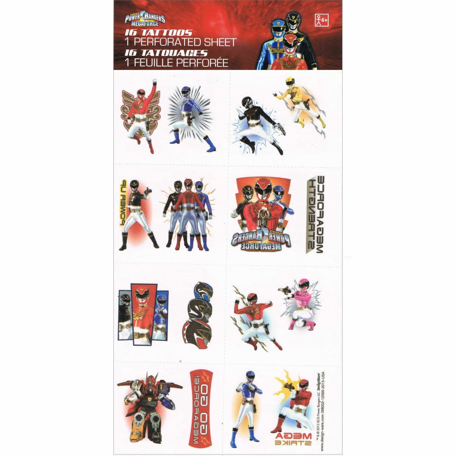 Power Rangers Megaforce Tattoos (1 Sheet)