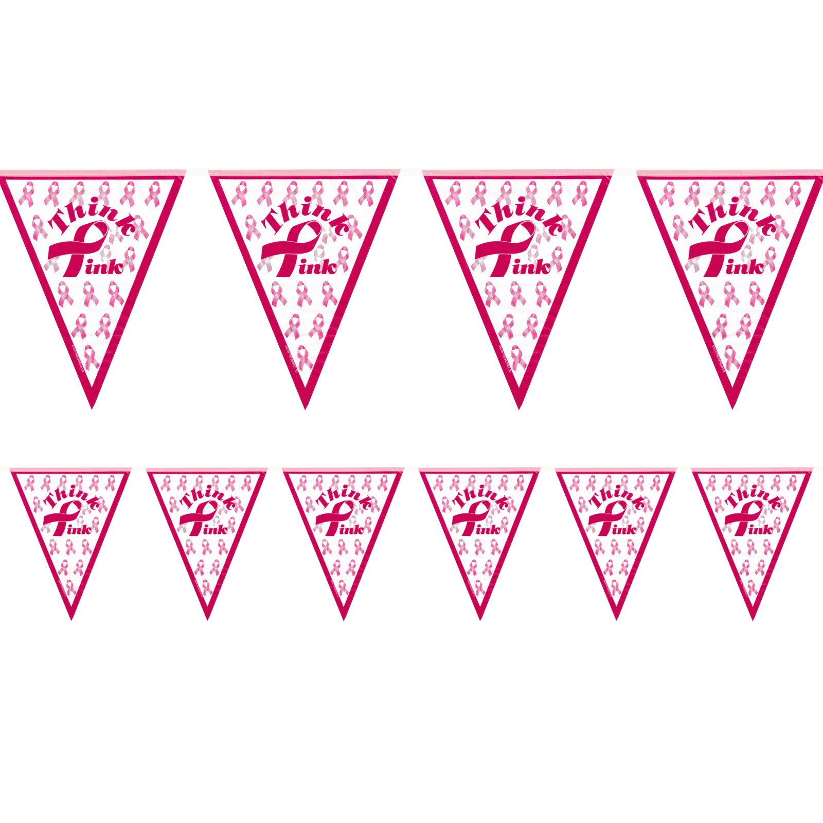 Think Pink Ribbon Plastic Flag Banner (3.7m)