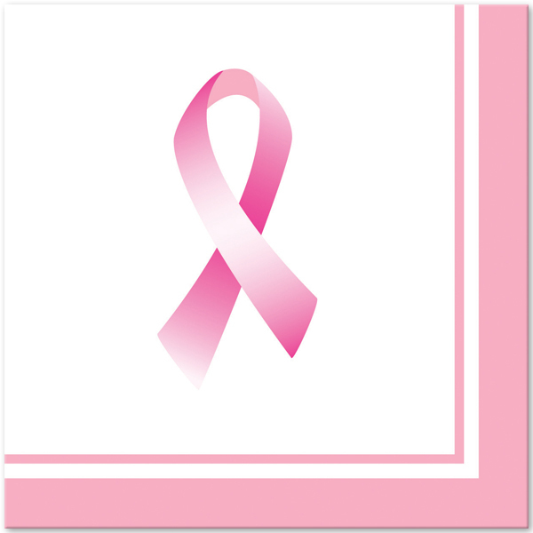 Pink Ribbon Large Napkins / Serviettes (Pack of 16)