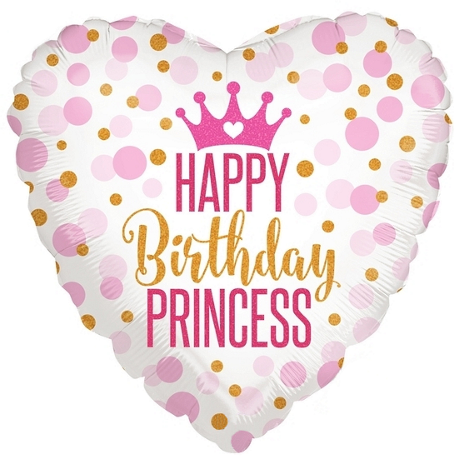 Happy Birthday Princess Heart Holographic Helium Balloon 44cm