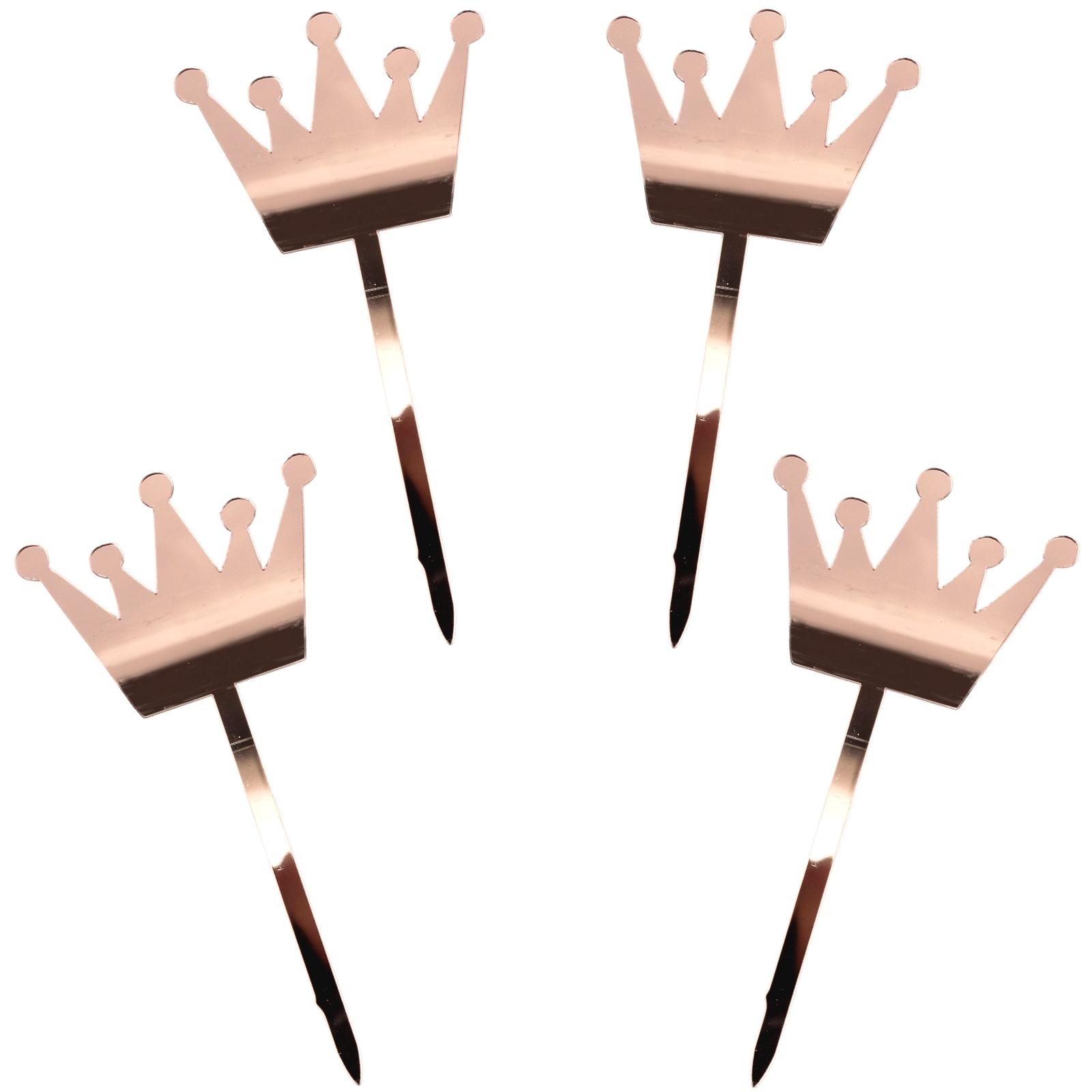 Crown Cupcake Toppers Pink Rose Gold (Pack of 4)