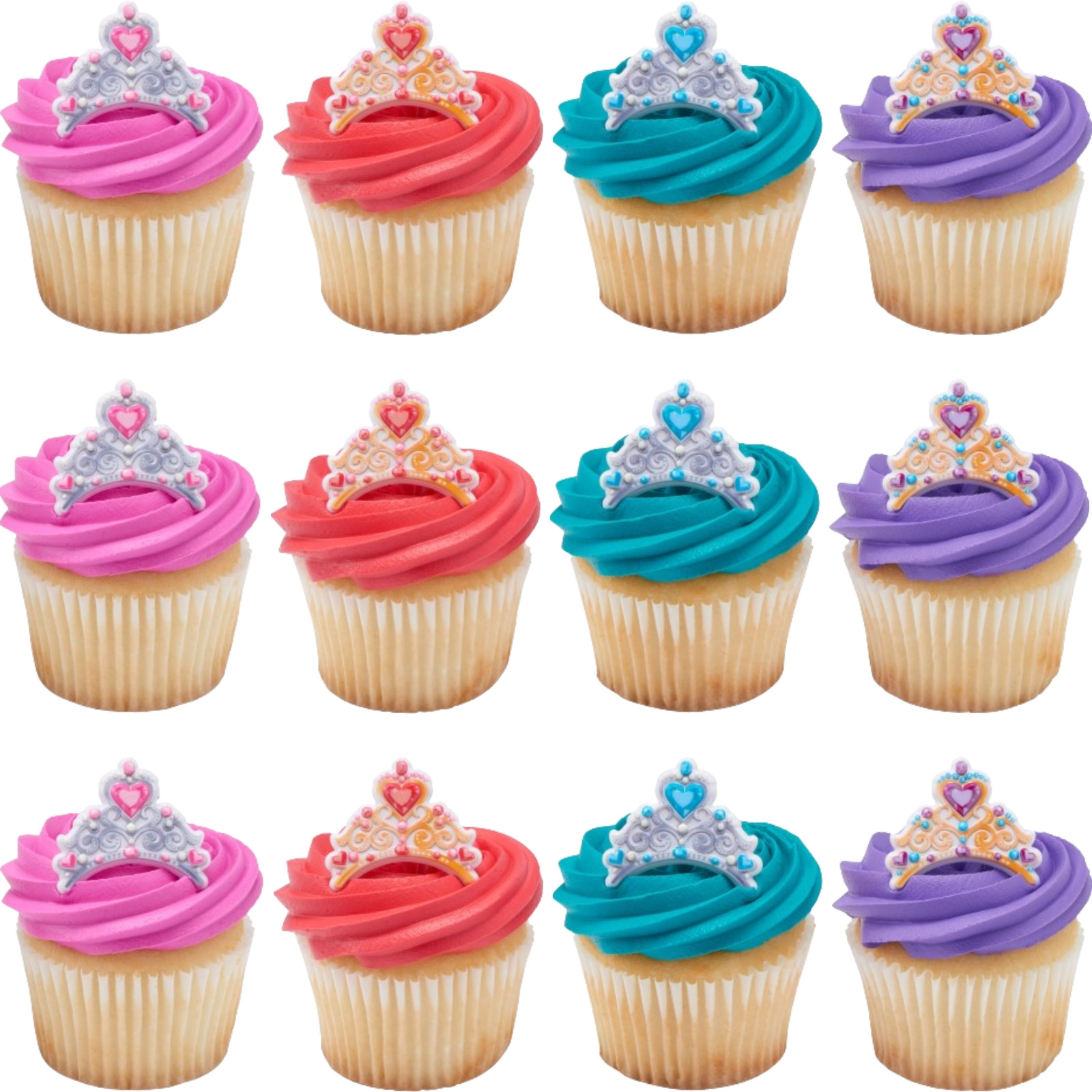 Crown Jewel Cupcake Rings (Pack of 12) 