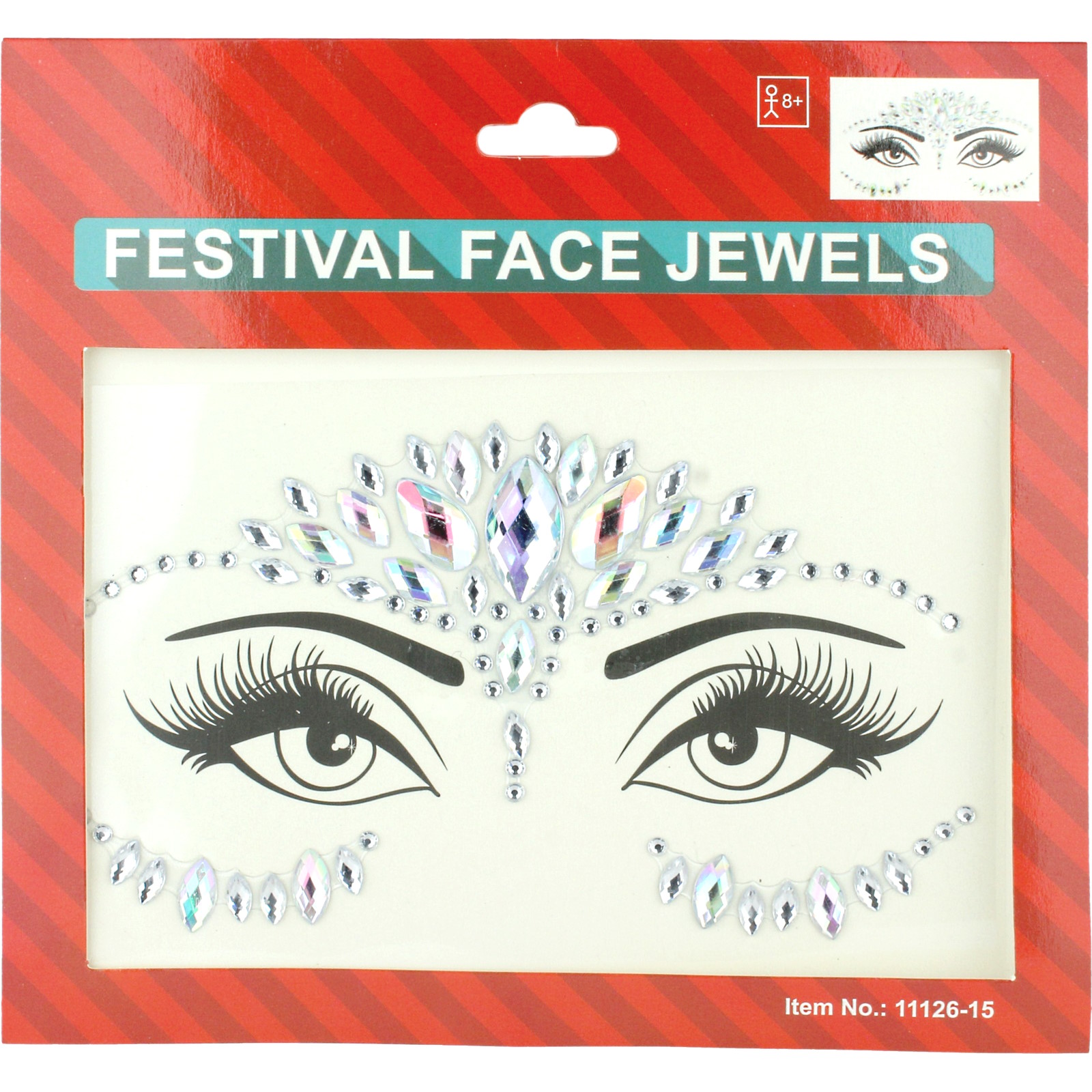 Iridescent Silver Crystal Face Jewels Princess Girls Birthday Party