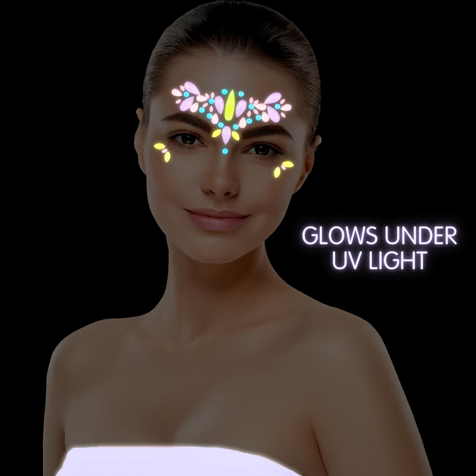 Pastel UV Glow Crystal Face Jewels Princess Girls Birthday Party