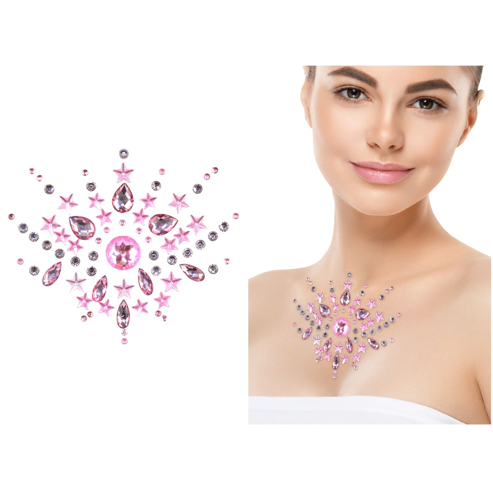 Pink and Silver Crystal Body Jewels