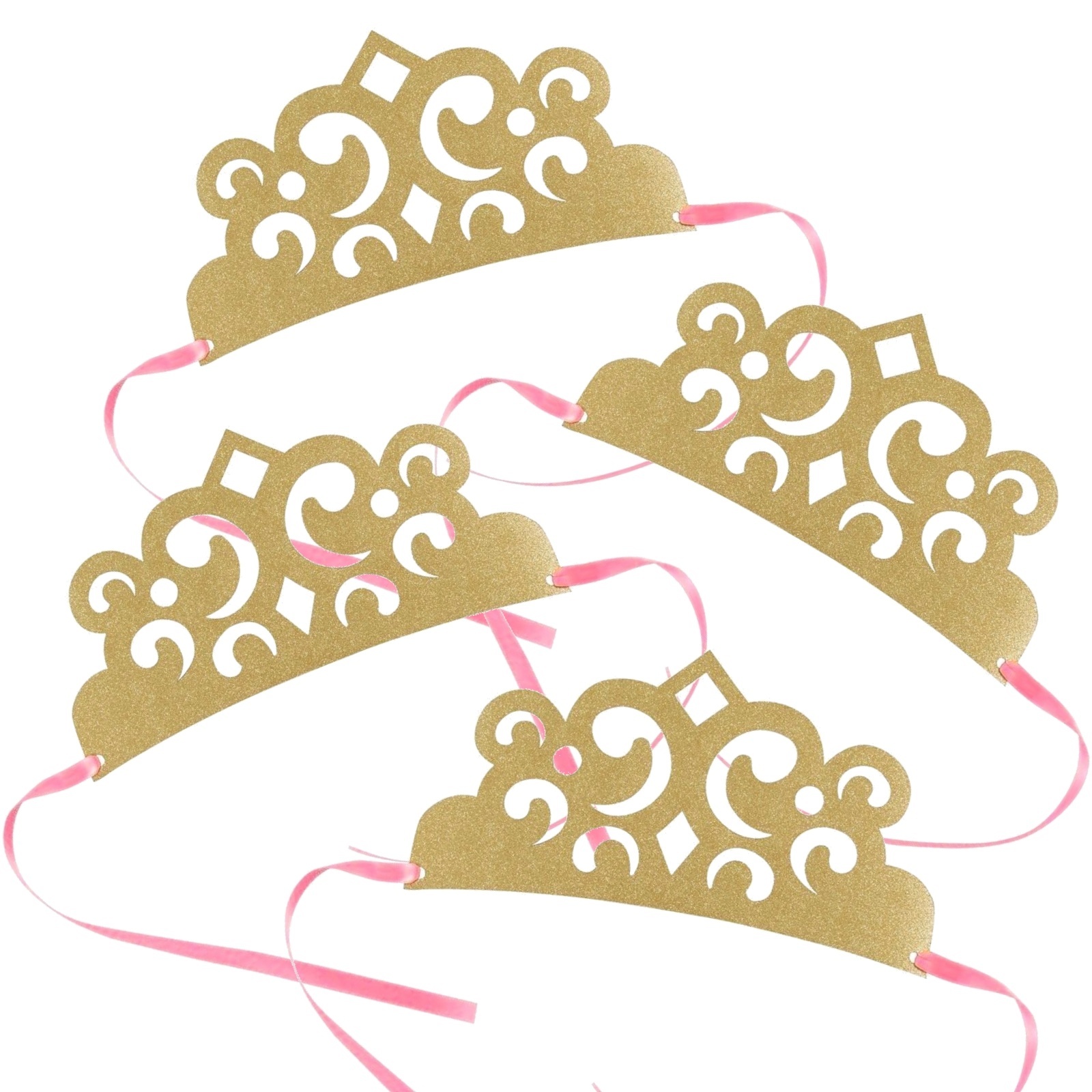 Gold Glitter Princess Crowns (Pack of 4)