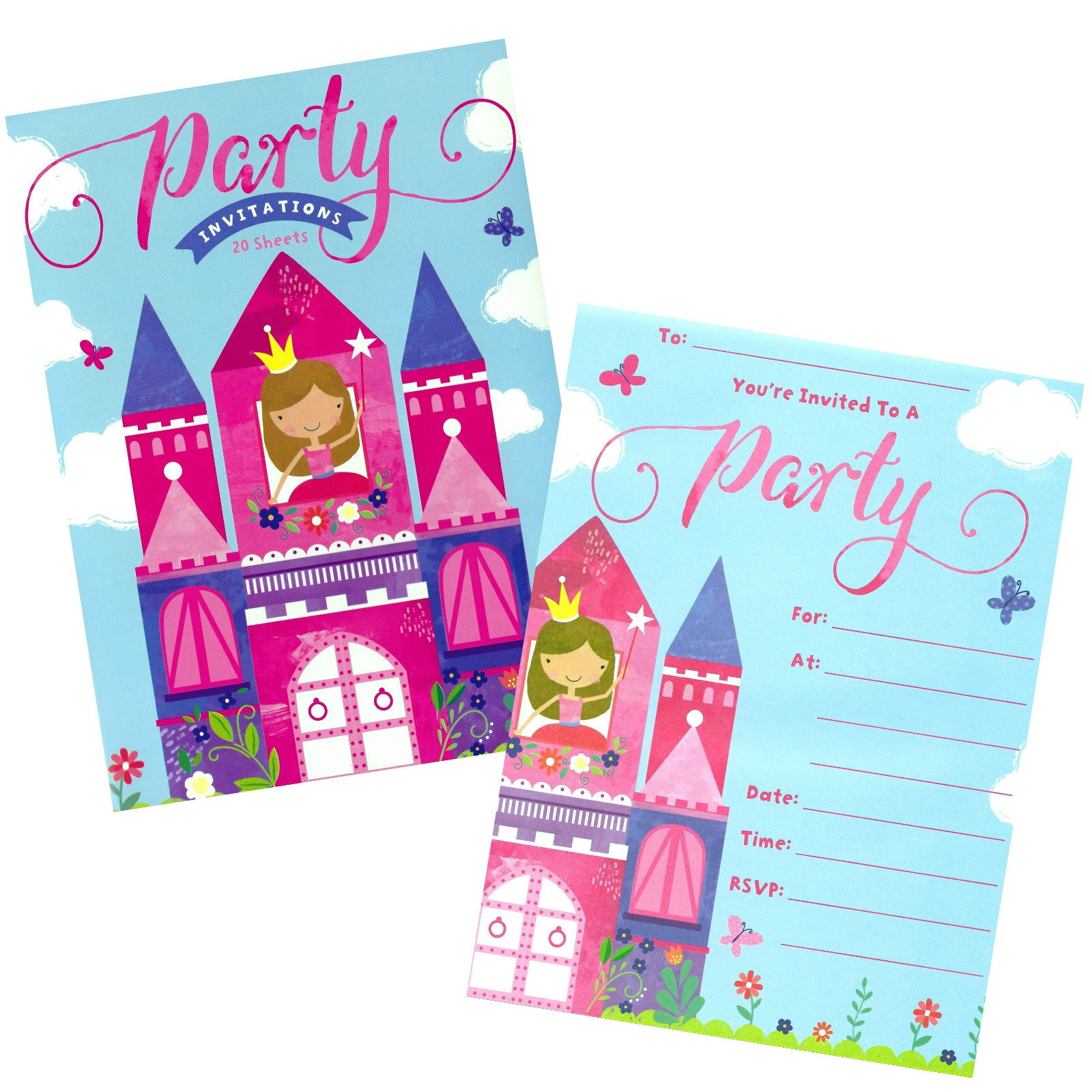 Princess Party Invitation Pad (20 Sheets)