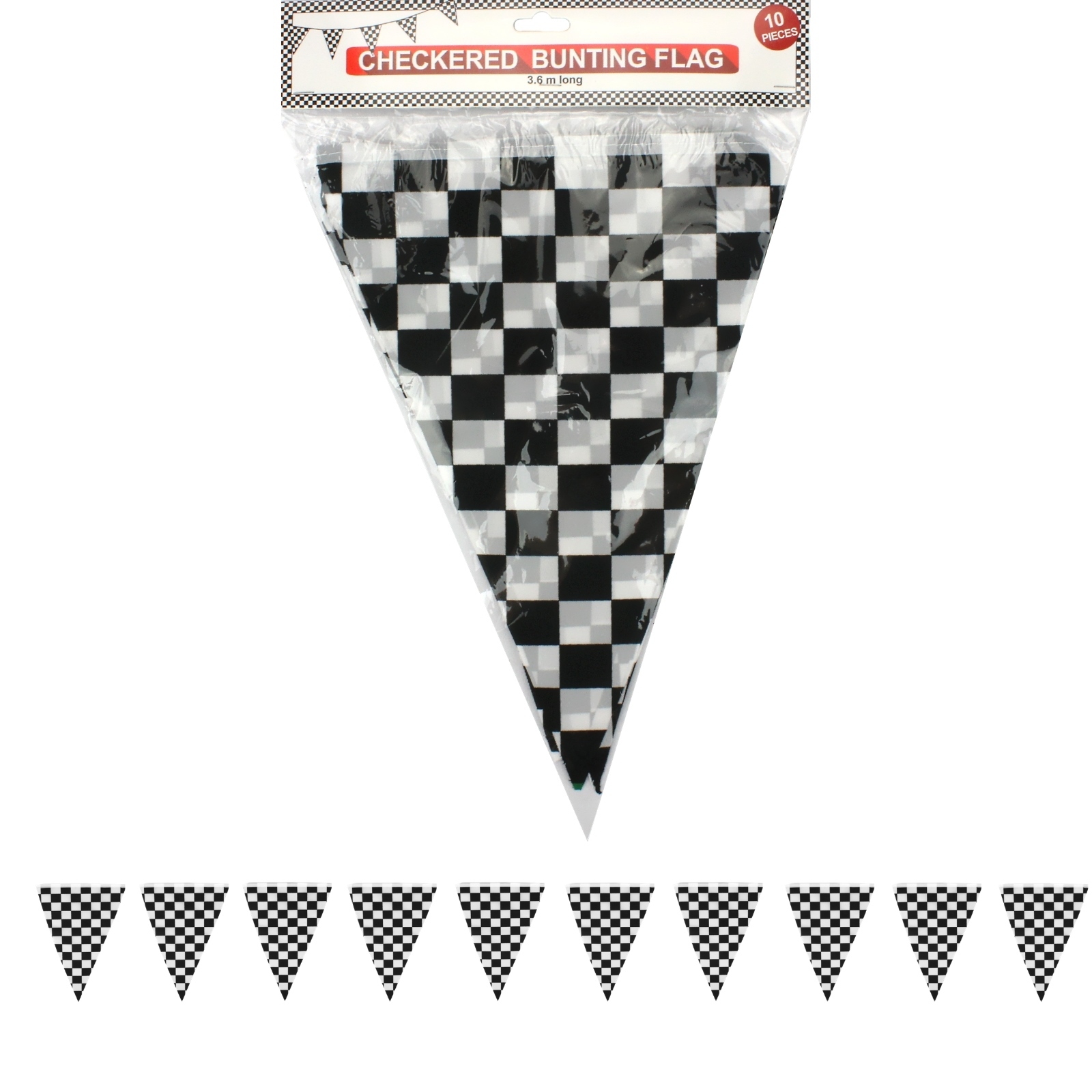 Black and White Chequered Flag Banner (3.6m)