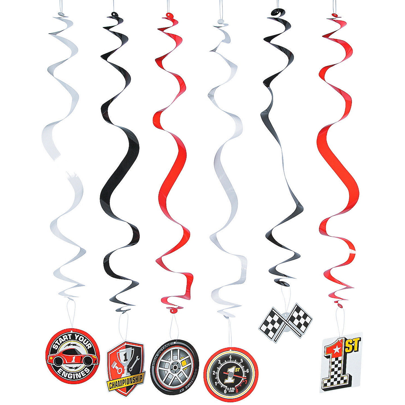 Race Car Swirl Decorations (Pack of 12)