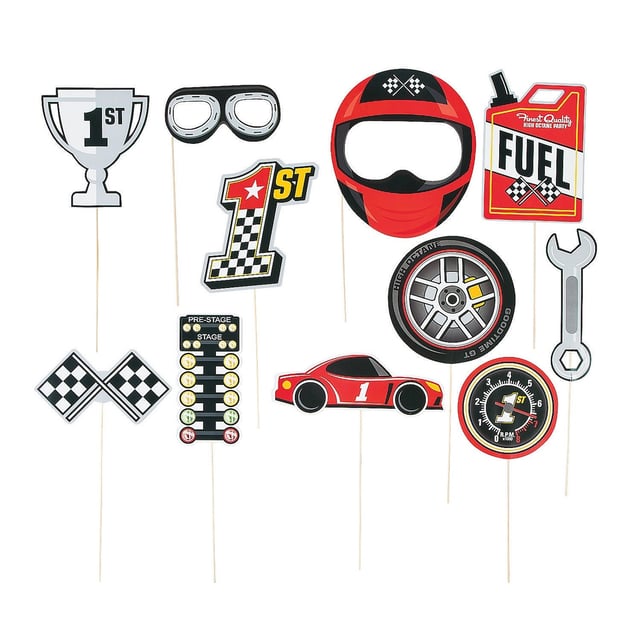Racing Photo Booth Prop Set (Pack of 12) - Discount Party Supplies for Free Printable 70 S Photo Booth Props