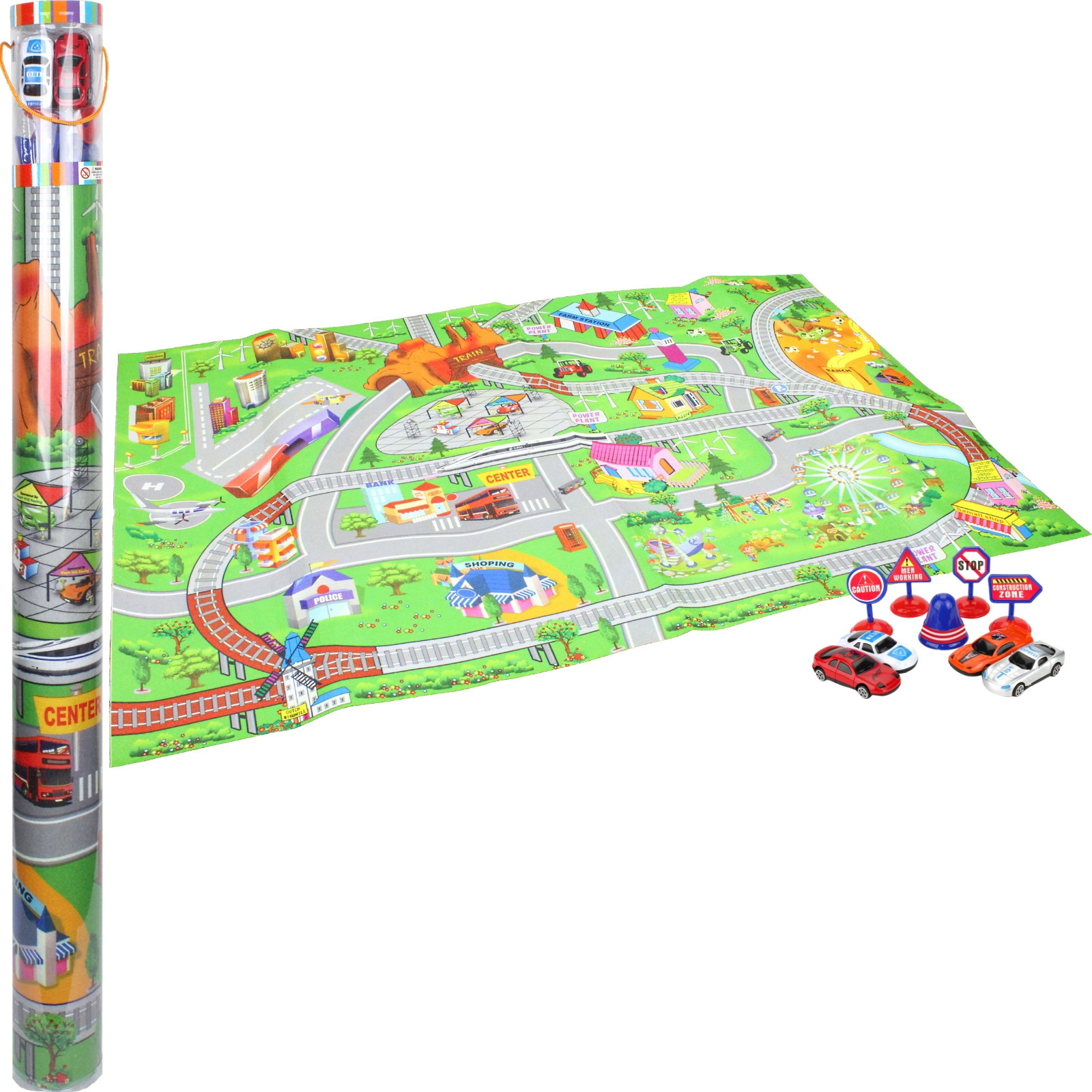 Green Country Town Car Mat Play Set Racing Themed Party Supplies