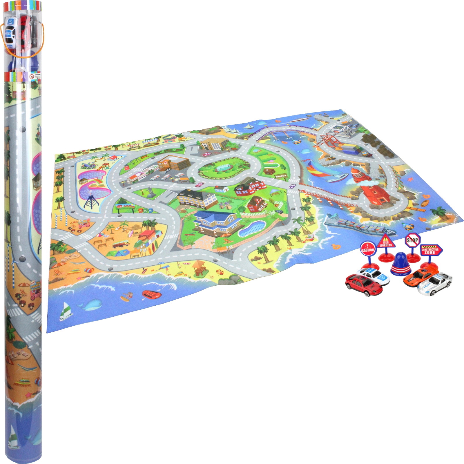 Blue Seaside City Car Mat Play Set